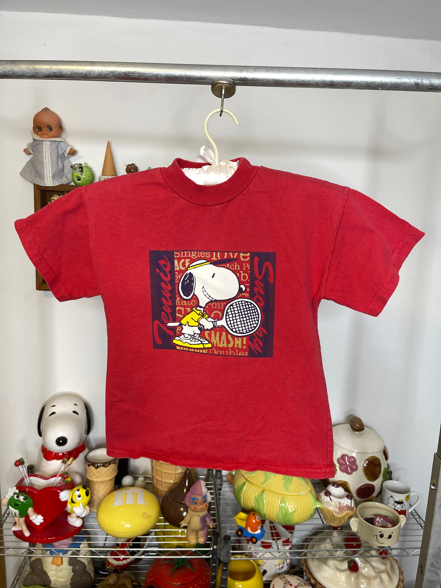 Vintage Red Snoopy Tennis Kids Graphic Tee Sz 6