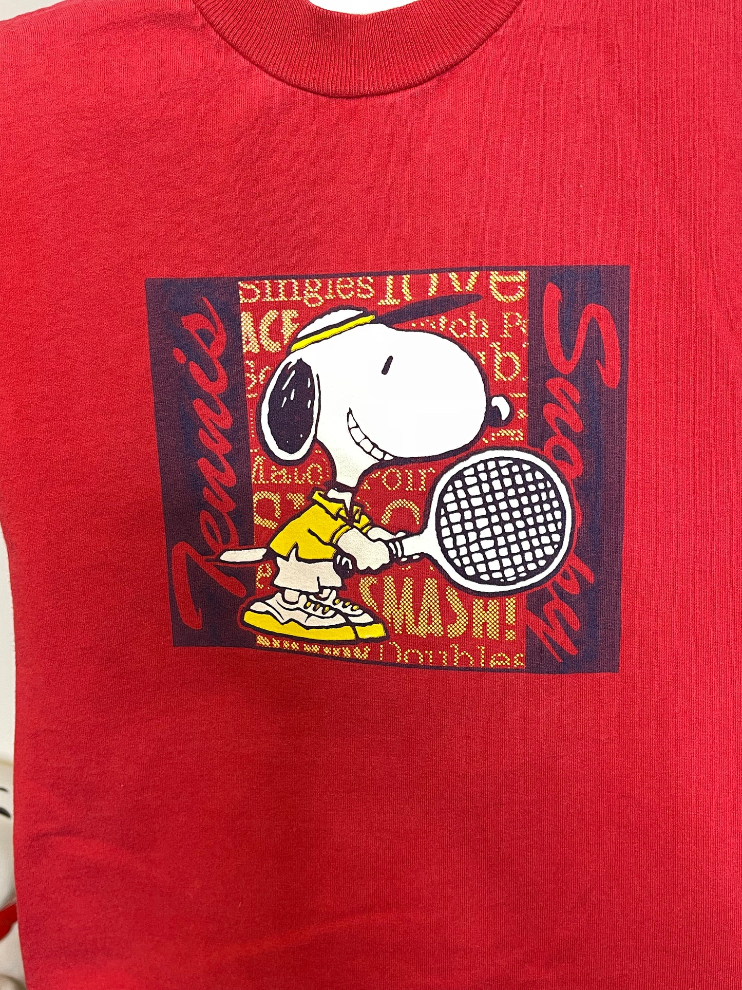 Vintage Red Snoopy Tennis Kids Graphic Tee Sz 6