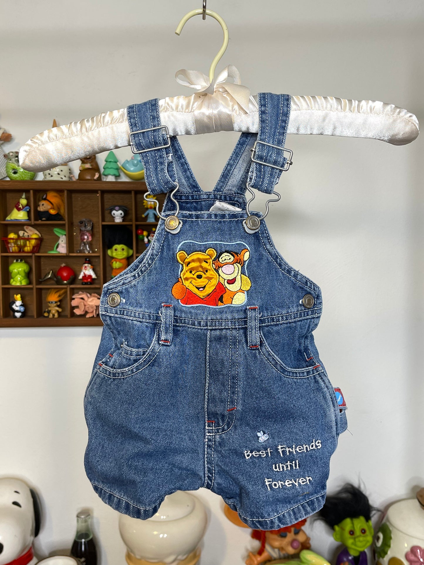 Vintage Winnie The Pooh & Tigger Denim Baby Overalls Sz 6-9M