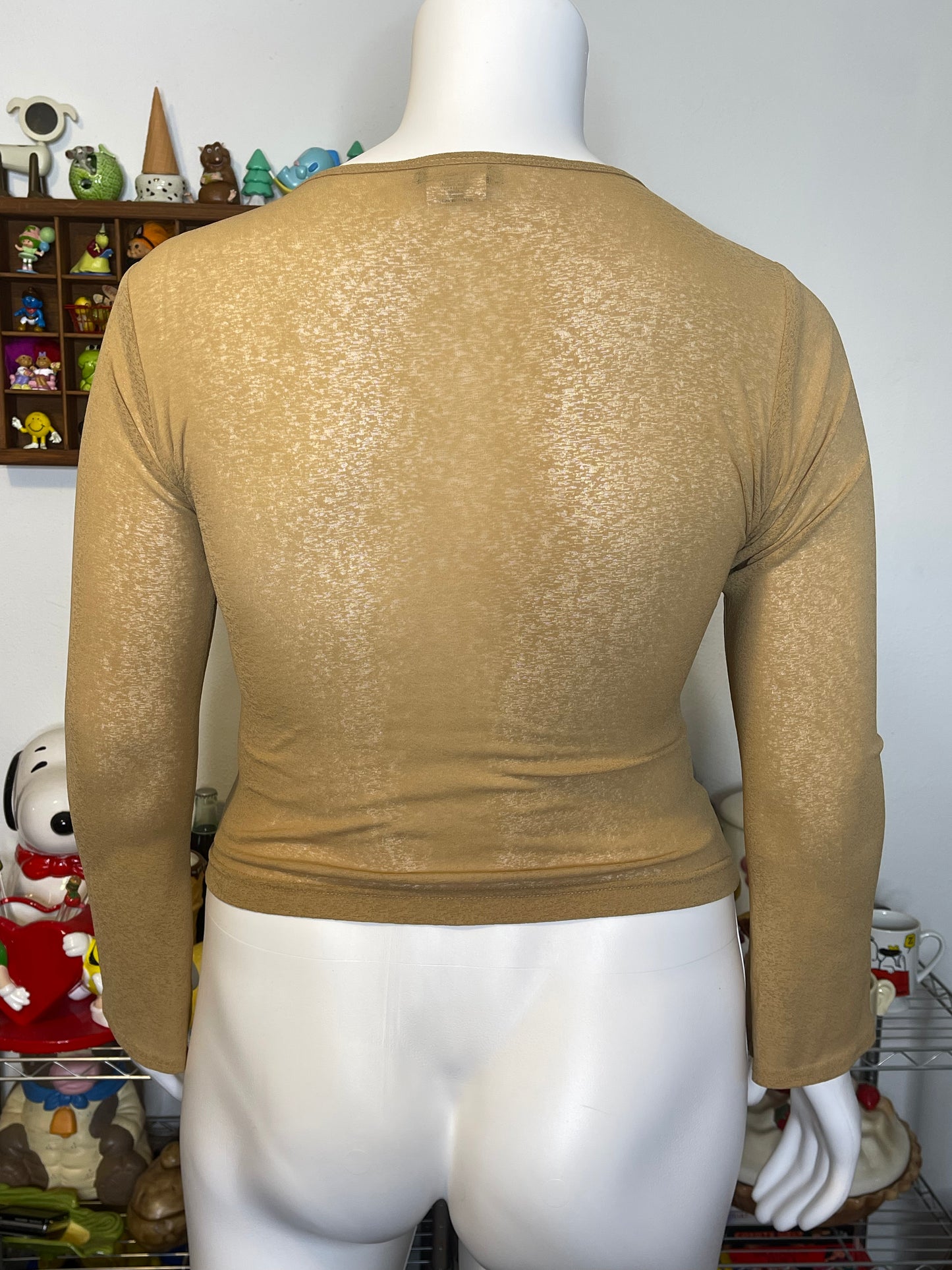 2000s Self Esteem Mirco Mesh Wide Sleeve Top Sz L