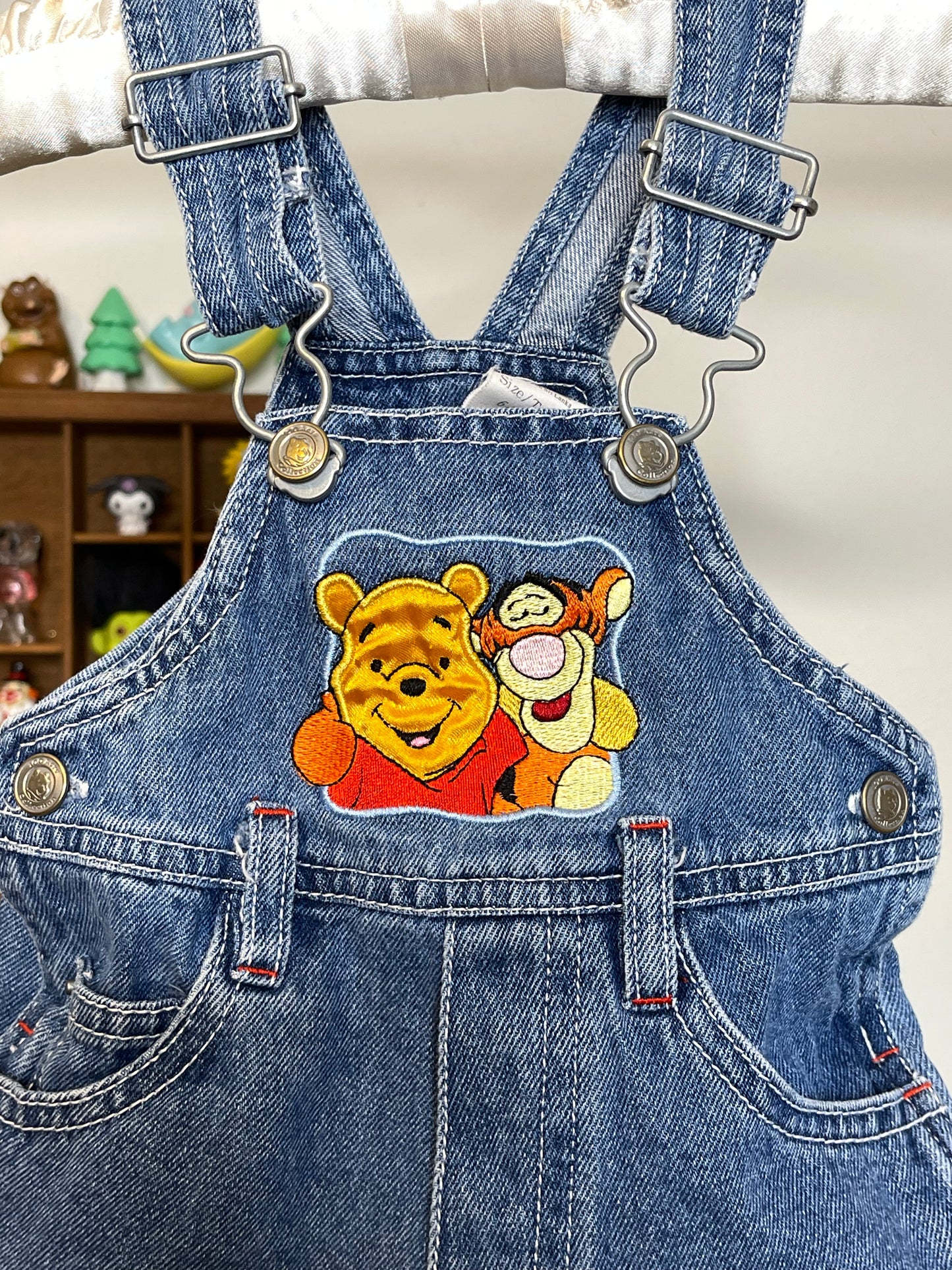 Vintage Winnie The Pooh & Tigger Denim Baby Overalls Sz 6-9M