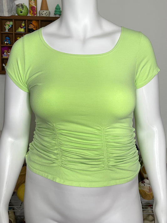 Vintage Cinched Lime Green Top Sz L/XL