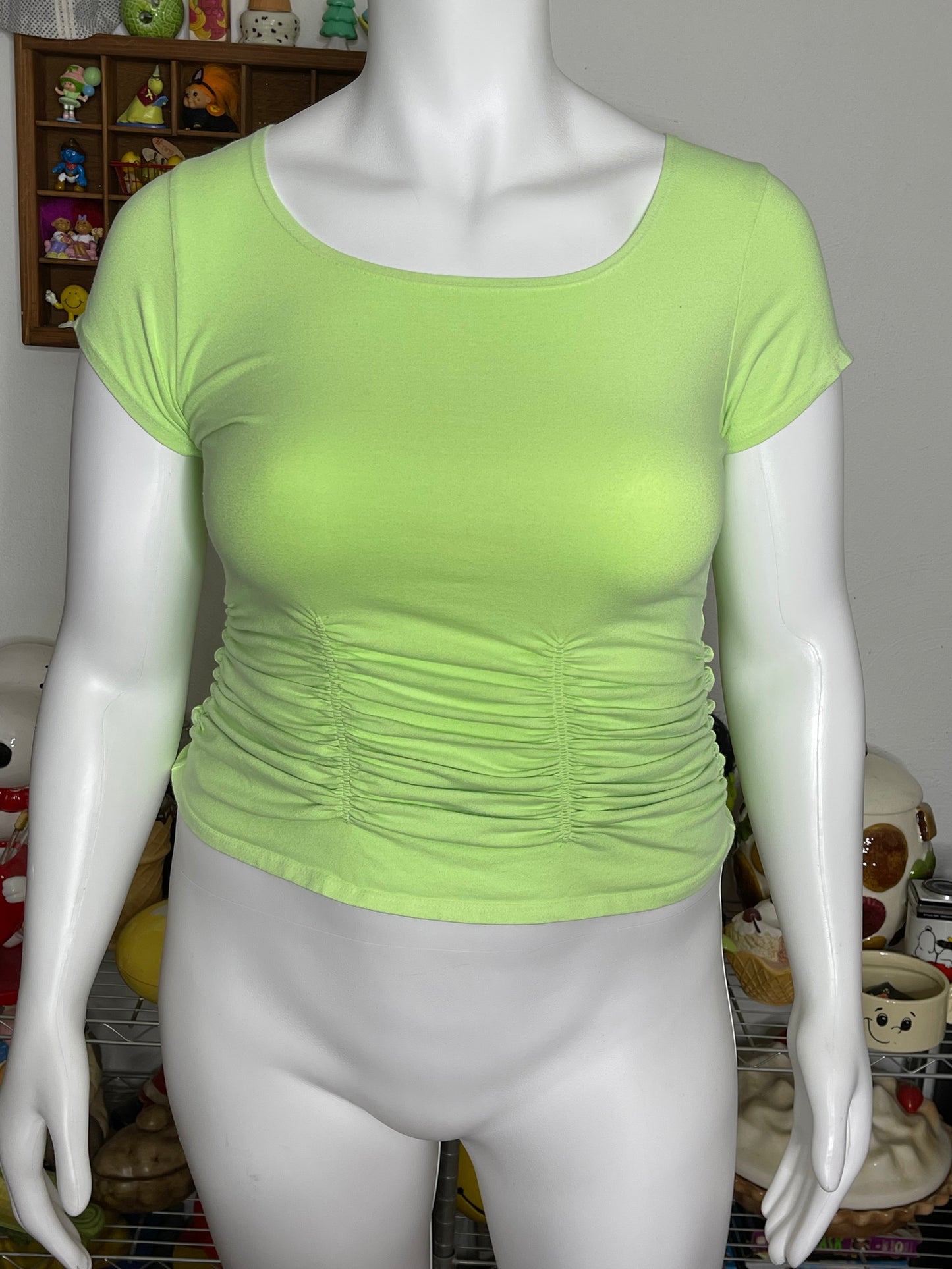 Vintage Cinched Lime Green Top Sz L/XL