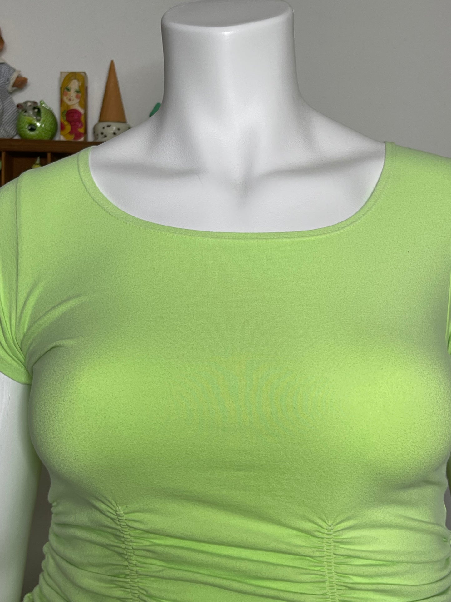 Vintage Cinched Lime Green Top Sz L/XL