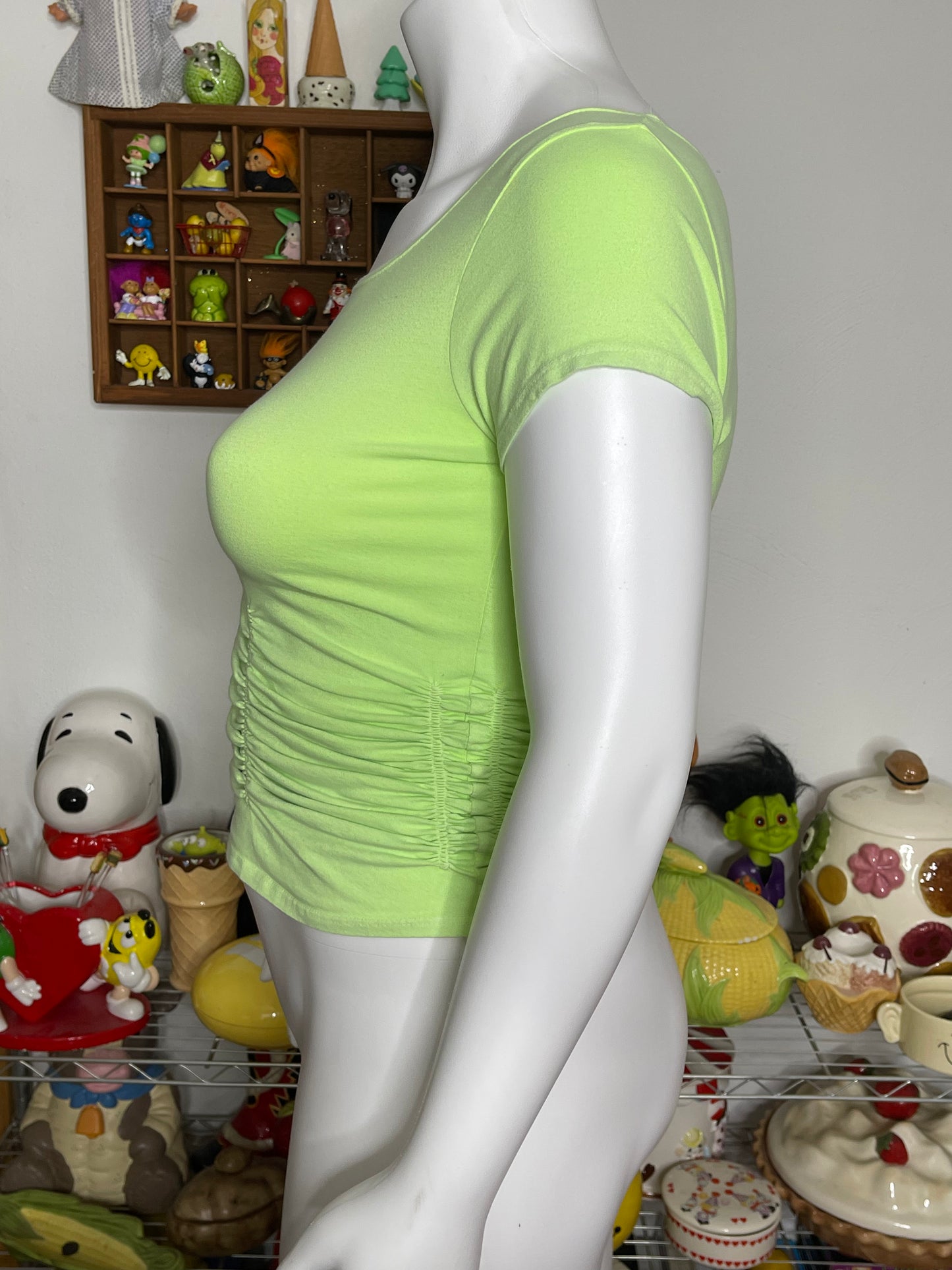 Vintage Cinched Lime Green Top Sz L/XL