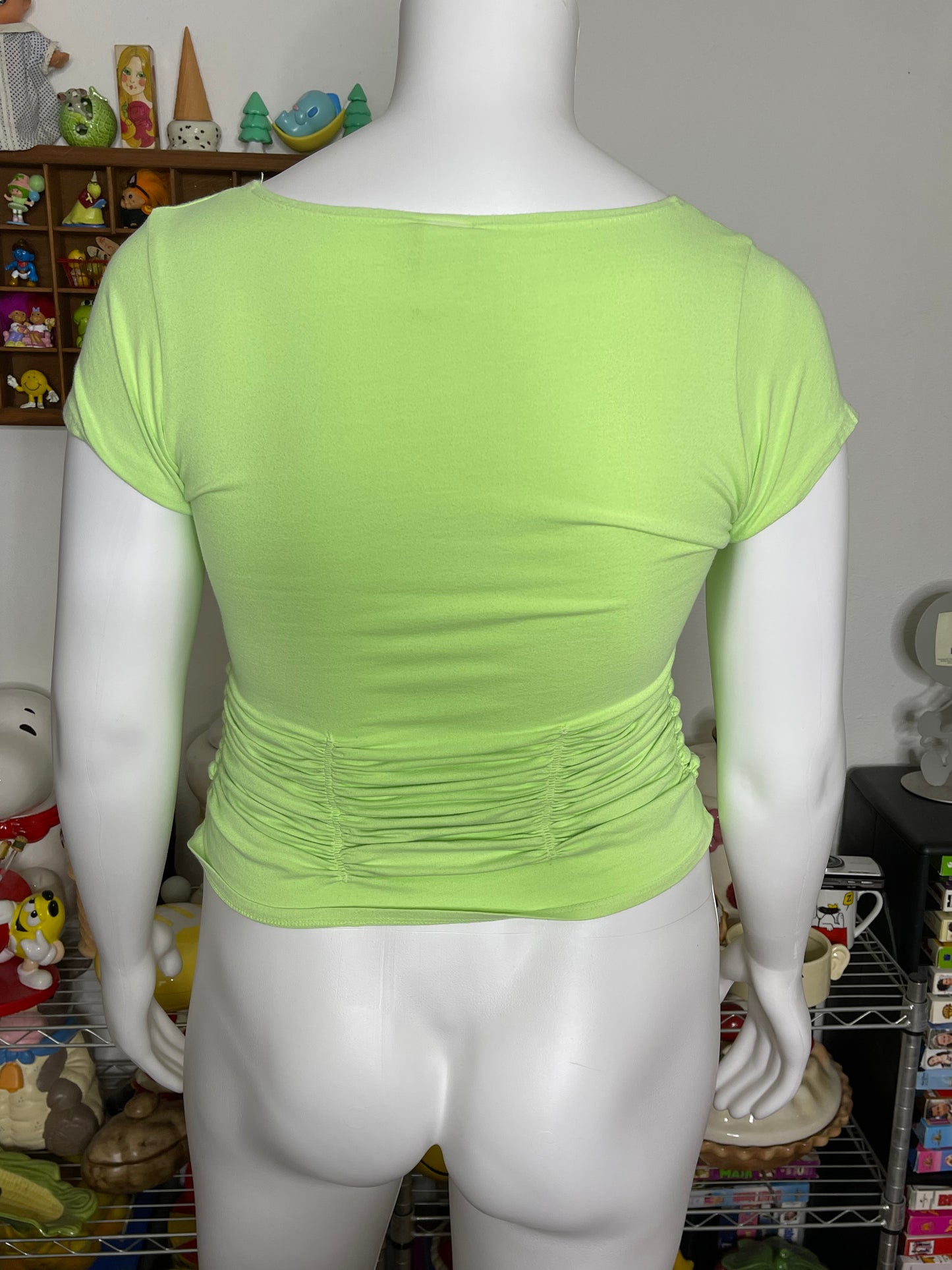 Vintage Cinched Lime Green Top Sz L/XL