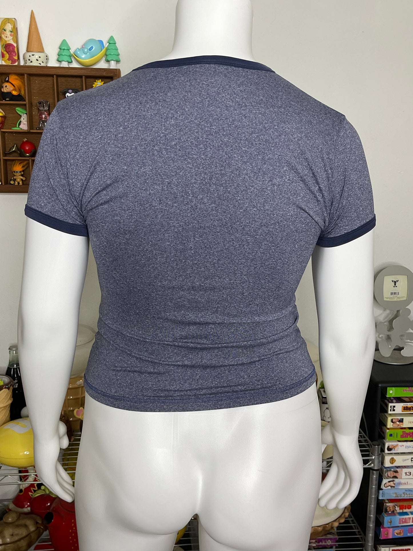 Vintage 2000s Stretchy Star Graphic Ringer Tee Sz M/L