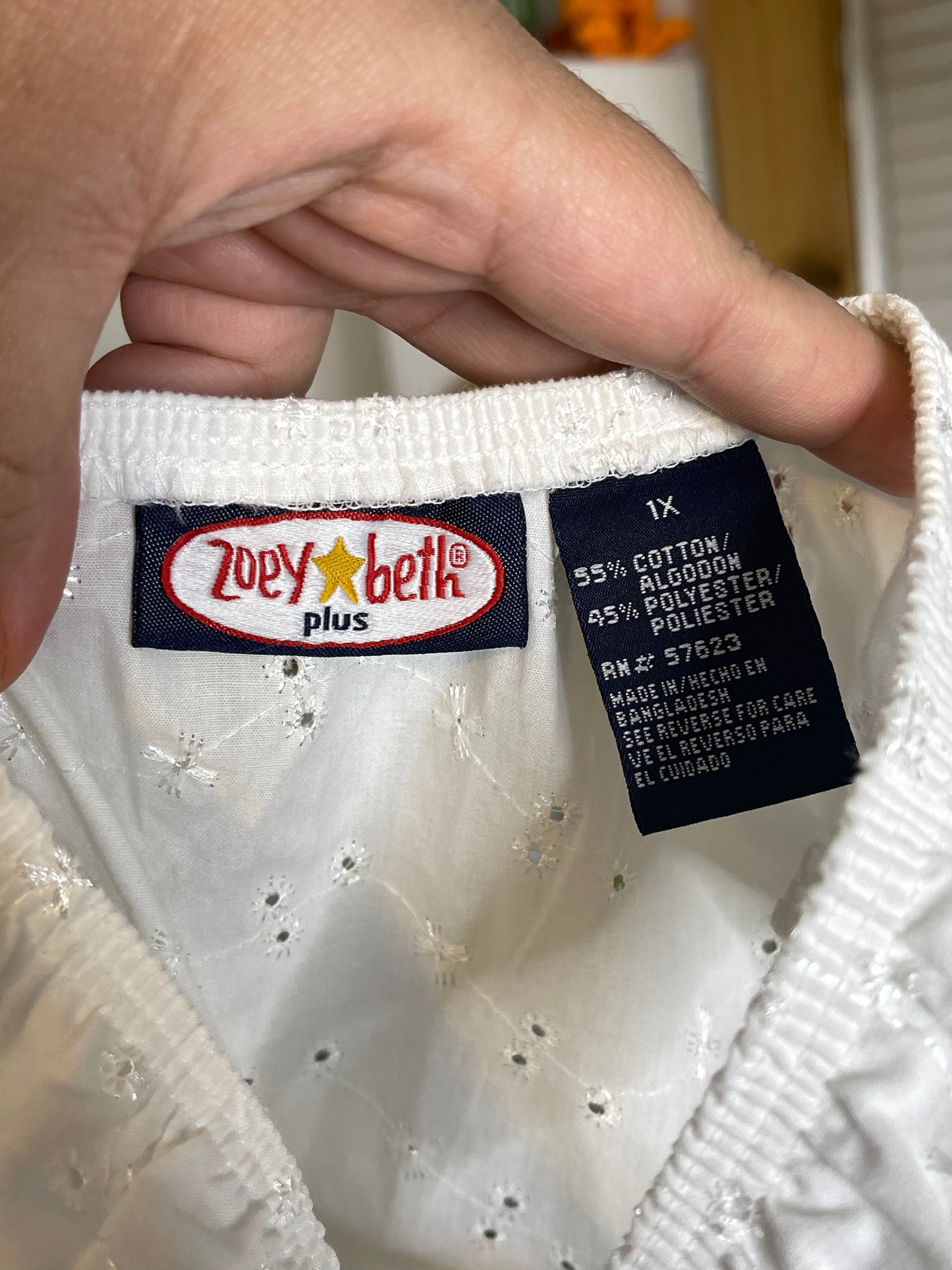 2000s White Floral Eyelet Corset Style Tank Top Sz 1X