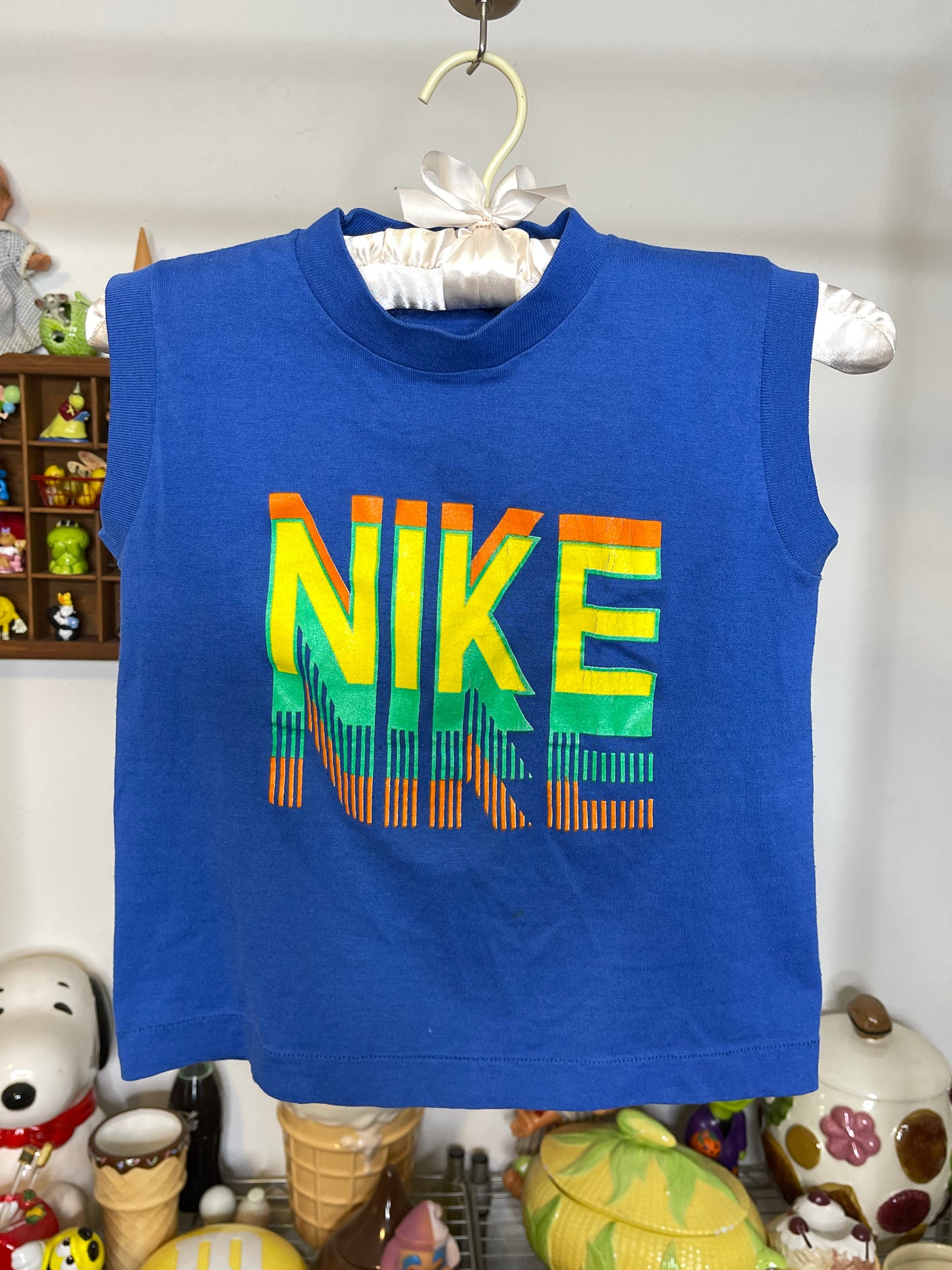 Vintage 80s Blue Nike Graphic Kids Tank Sz S (6-8)