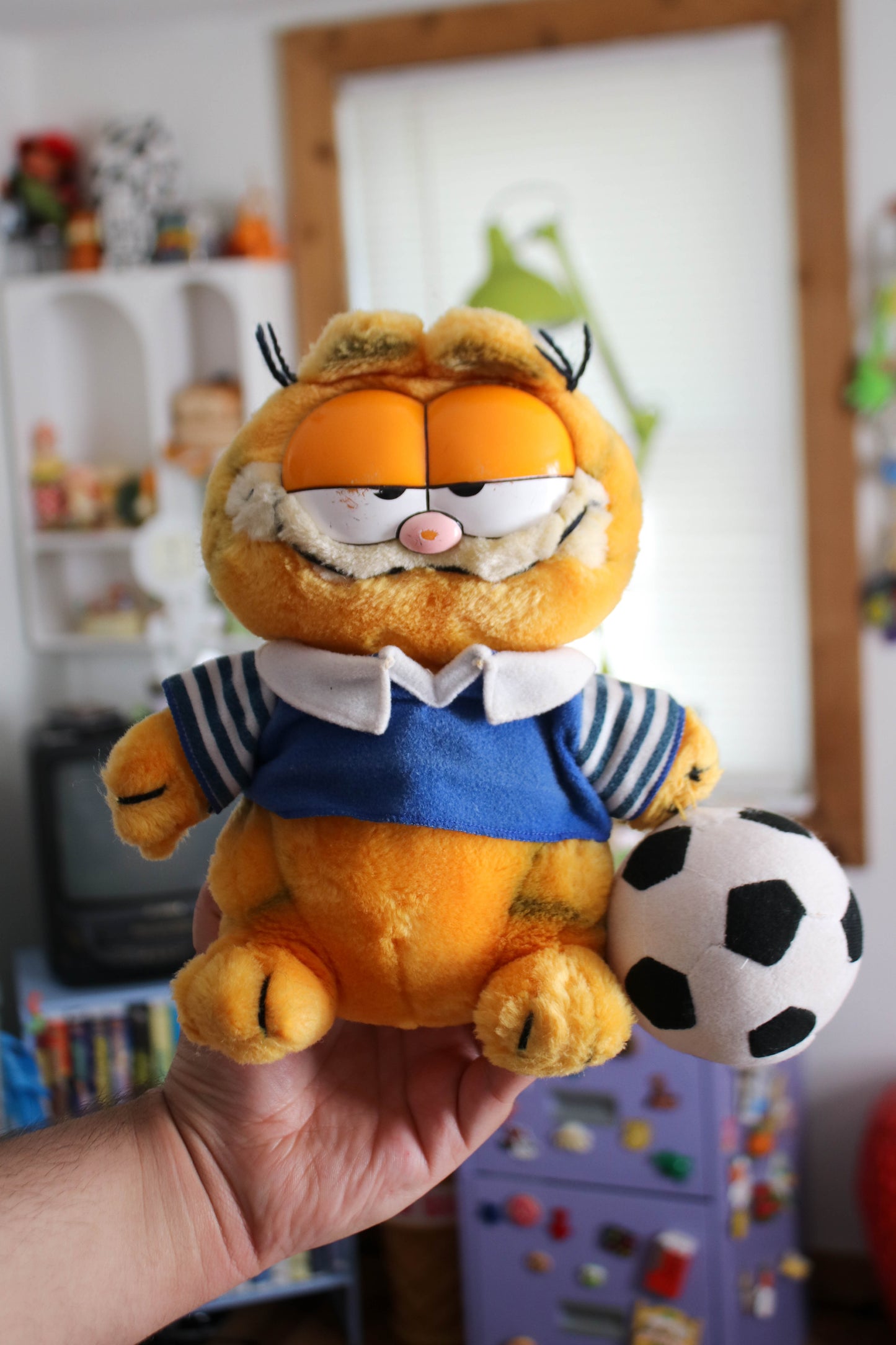 Vintage 80s Soccer Player Garfield Plush