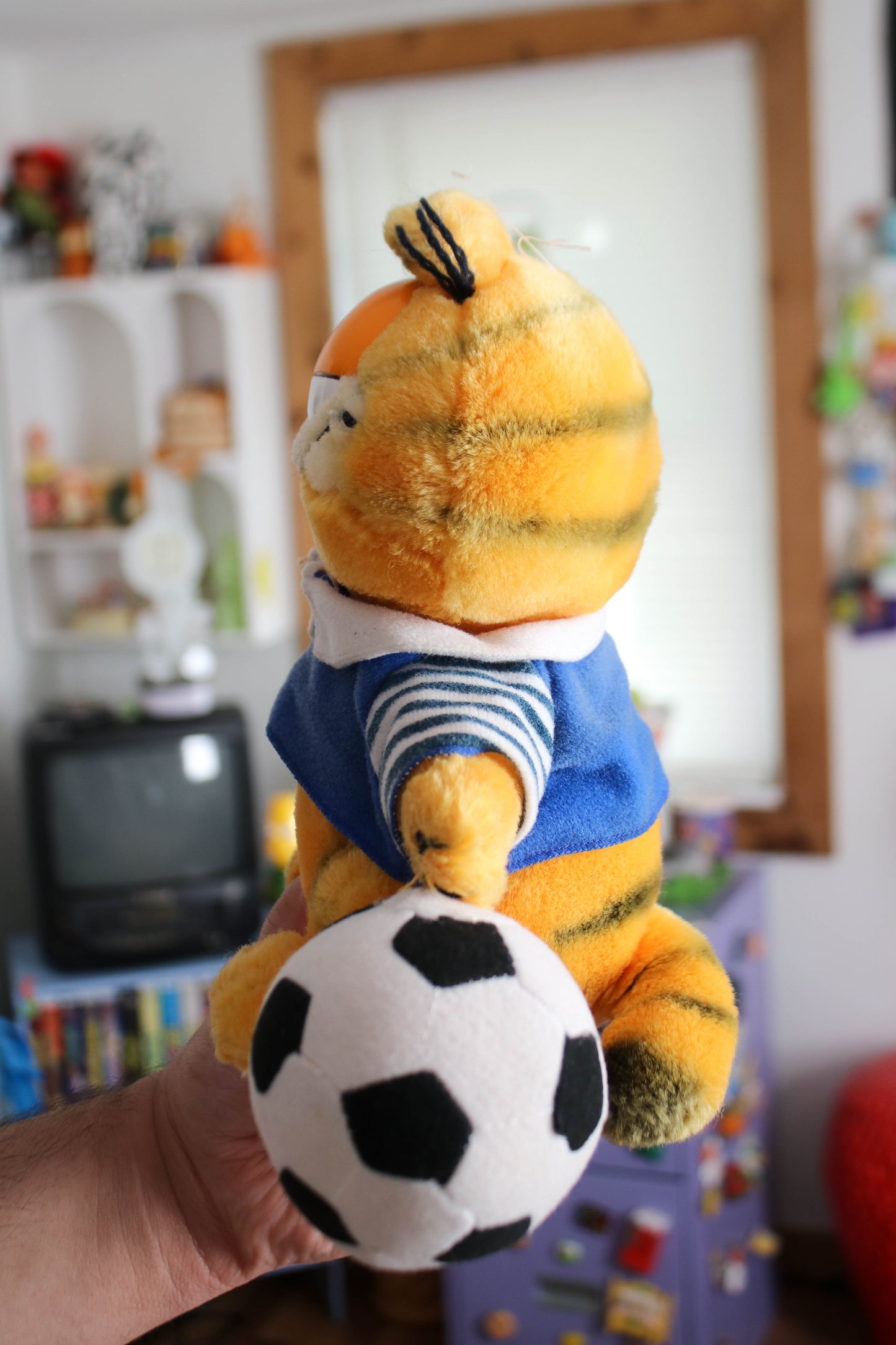 Vintage 80s Soccer Player Garfield Plush