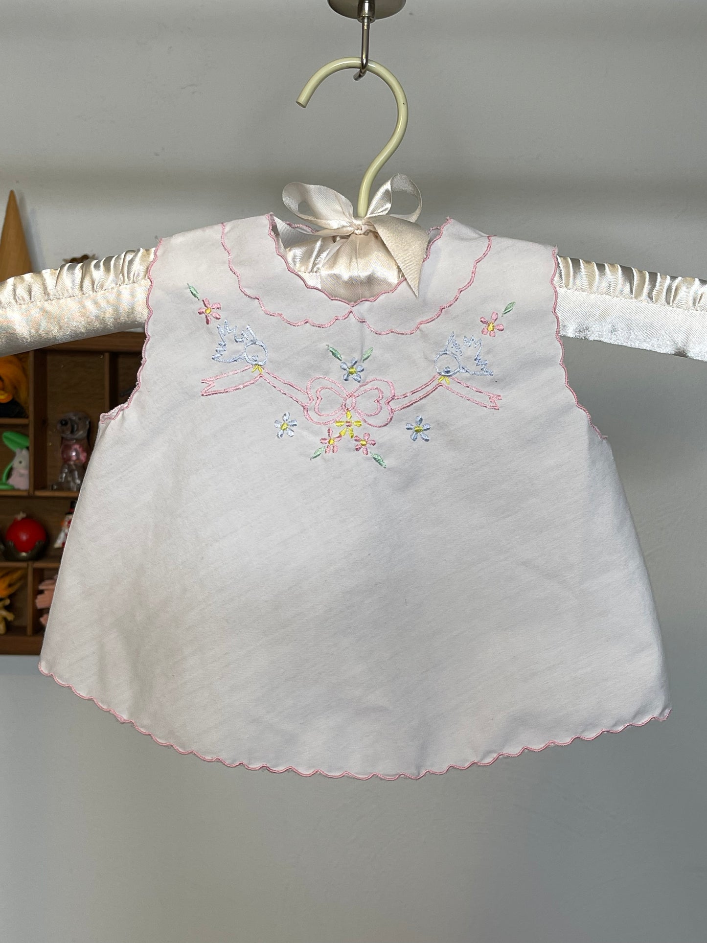 Vintage Sheer Embroidered Spring Bow Bird Top/Dress Sz INF