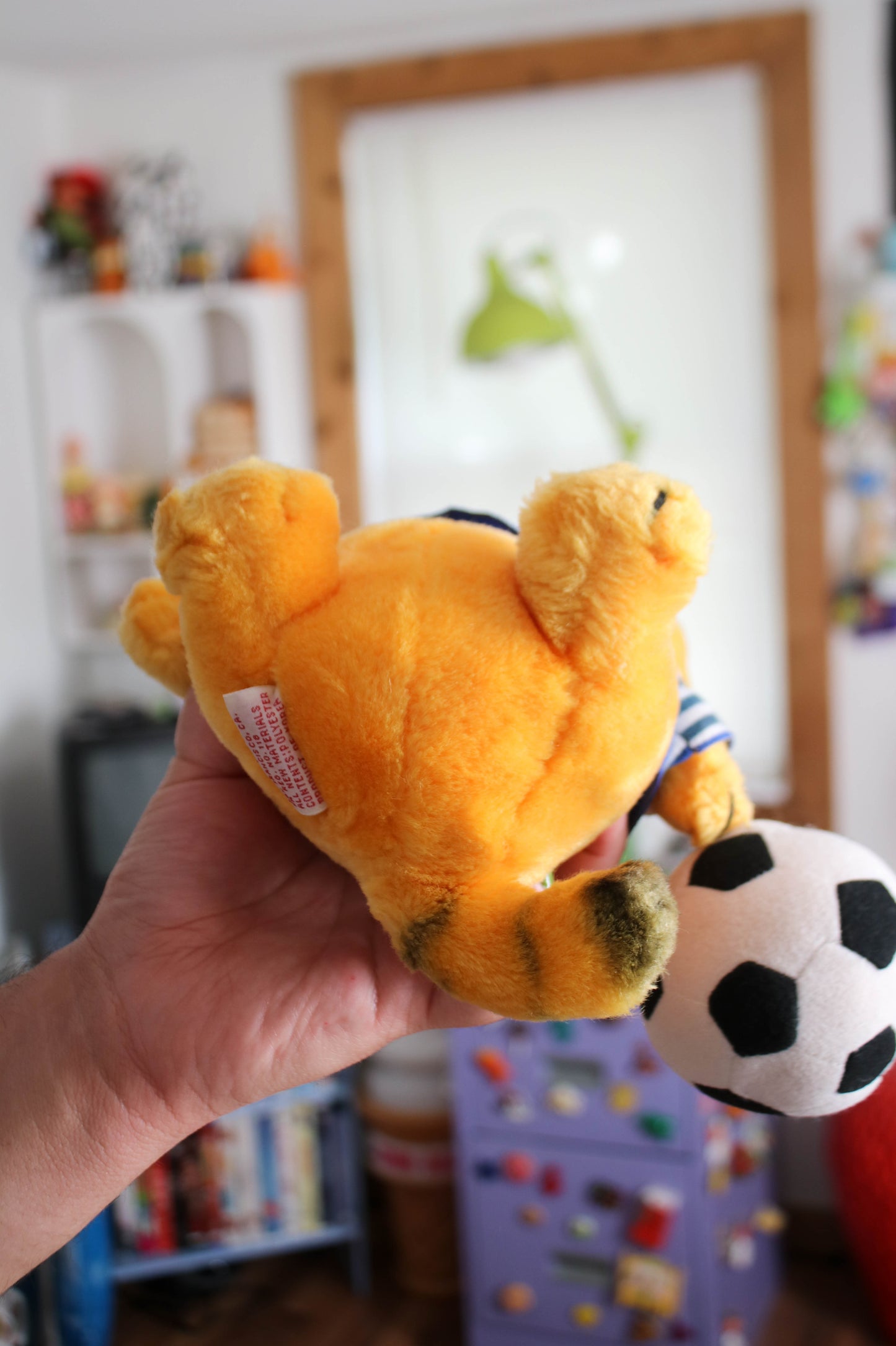 Vintage 80s Soccer Player Garfield Plush