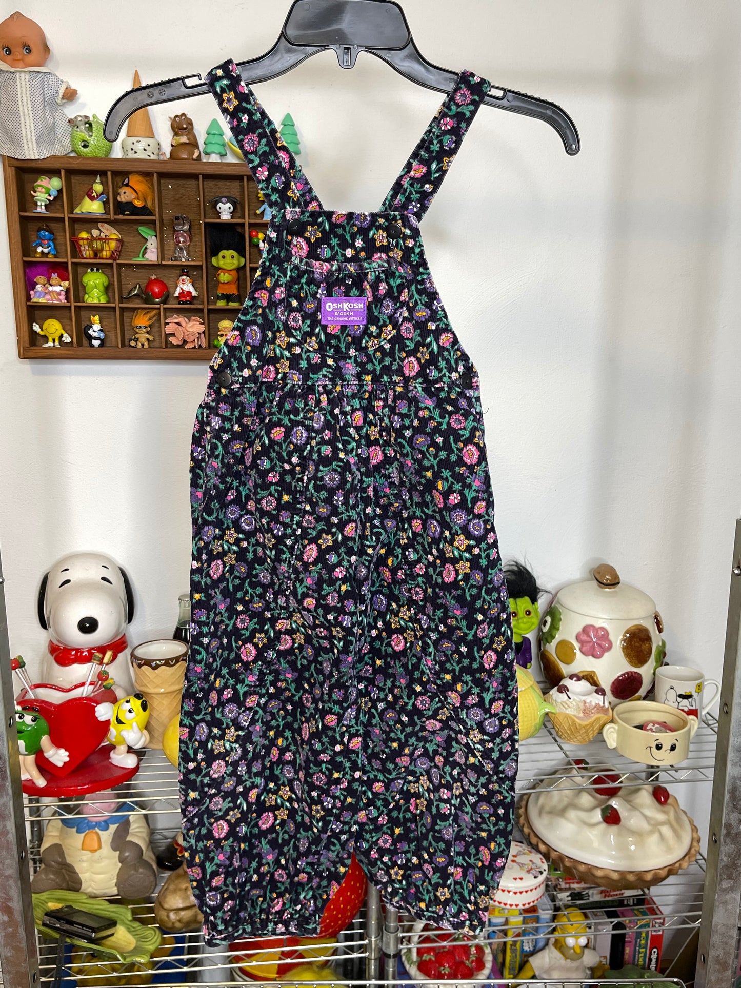 Vintage Corduroy Floral Oshkosh B'Gosh Kid Overalls Sz 5