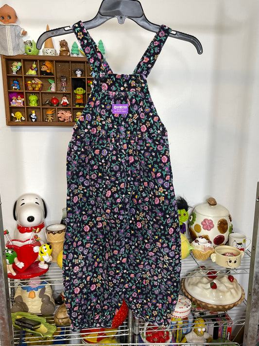 Vintage Corduroy Floral Oshkosh B'Gosh Kid Overalls Sz 5