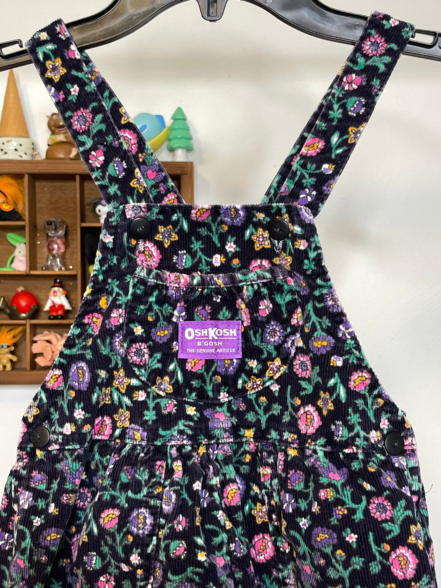 Vintage Corduroy Floral Oshkosh B'Gosh Kid Overalls Sz 5