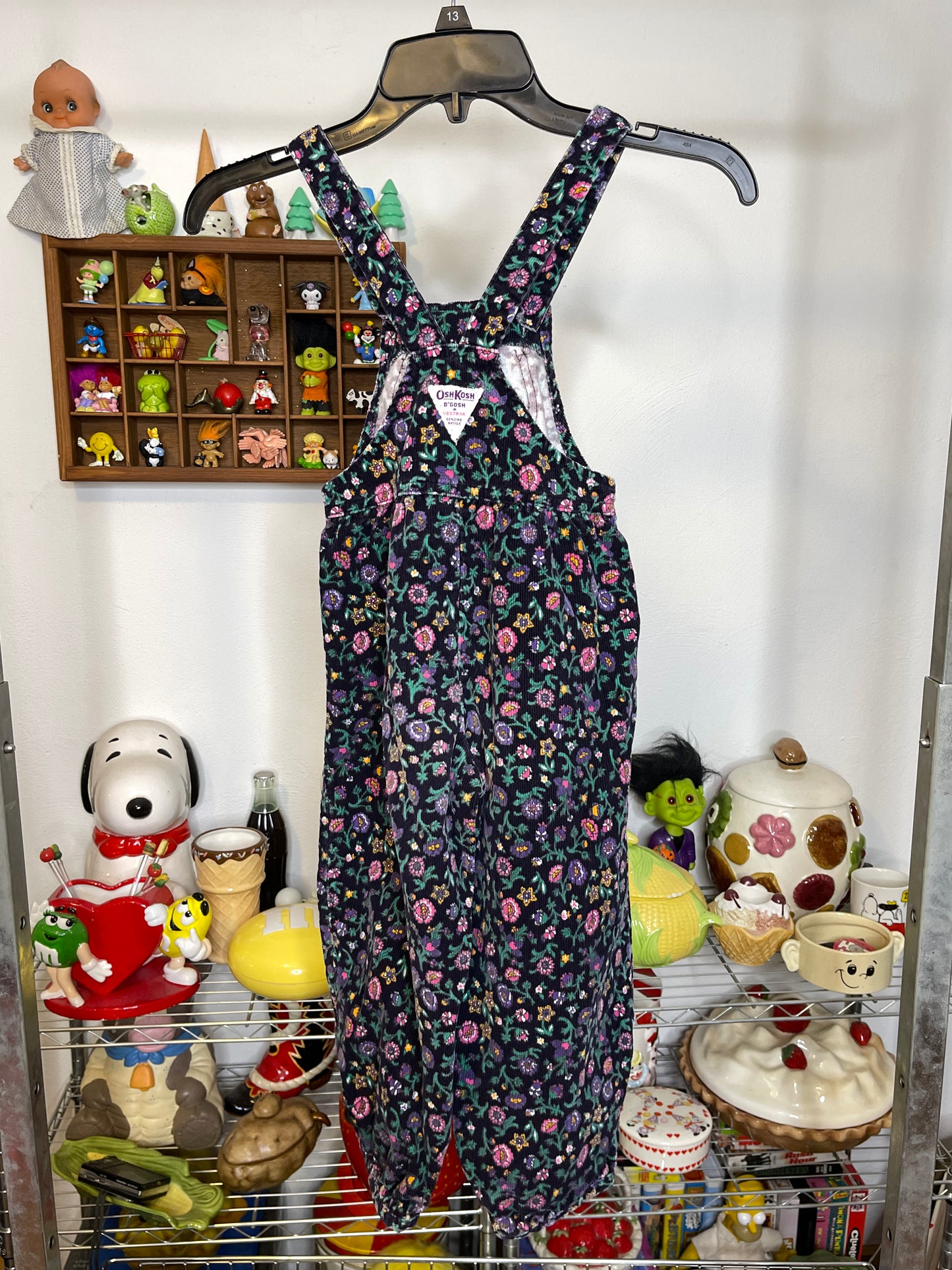 Vintage Corduroy Floral Oshkosh B'Gosh Kid Overalls Sz 5