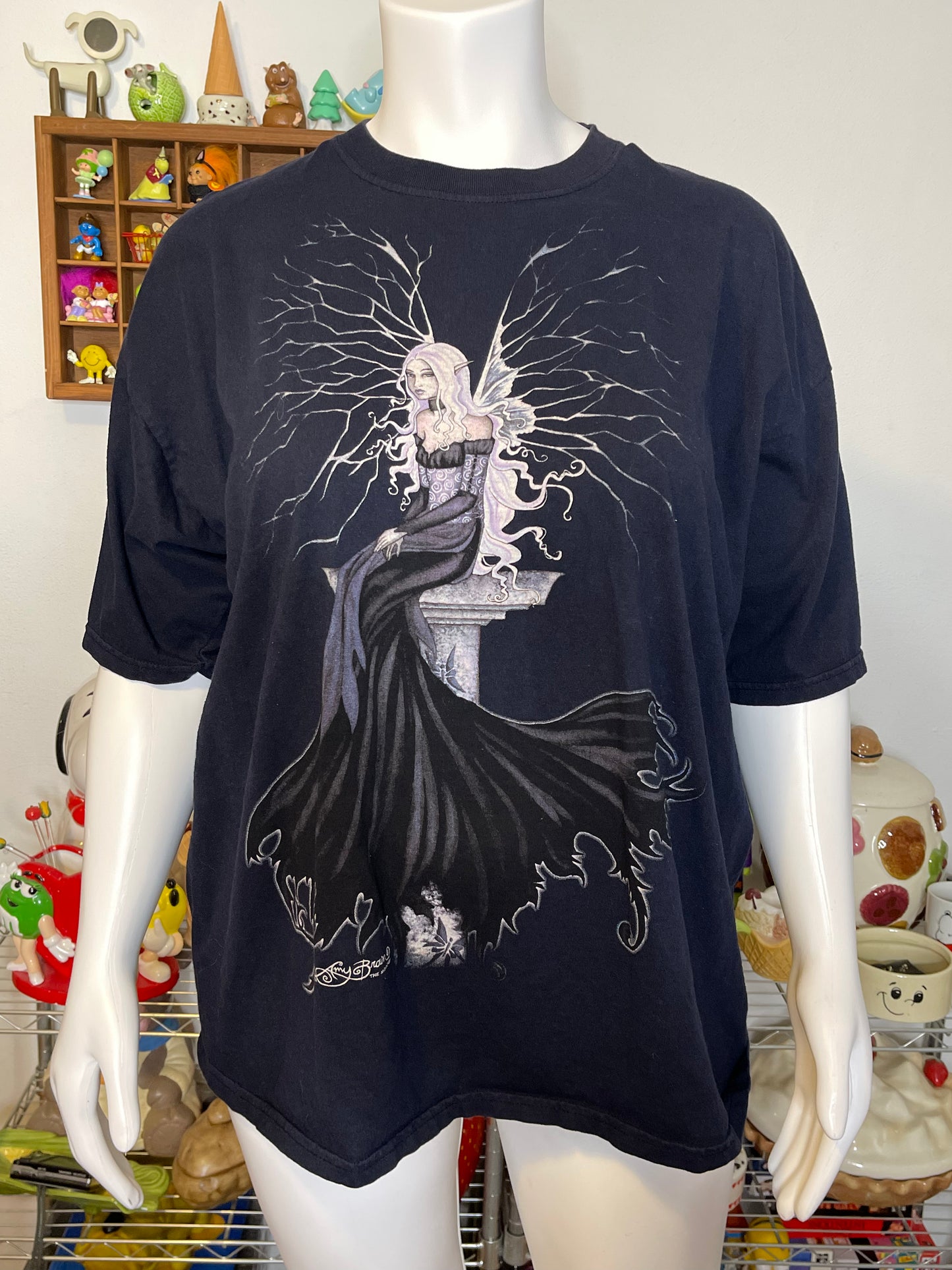 Vintage 2000s Dark Gothic Fairy Graphic Tee Sz XL