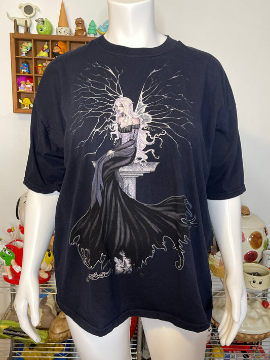 Vintage 2000s Dark Gothic Fairy Graphic Tee Sz XL