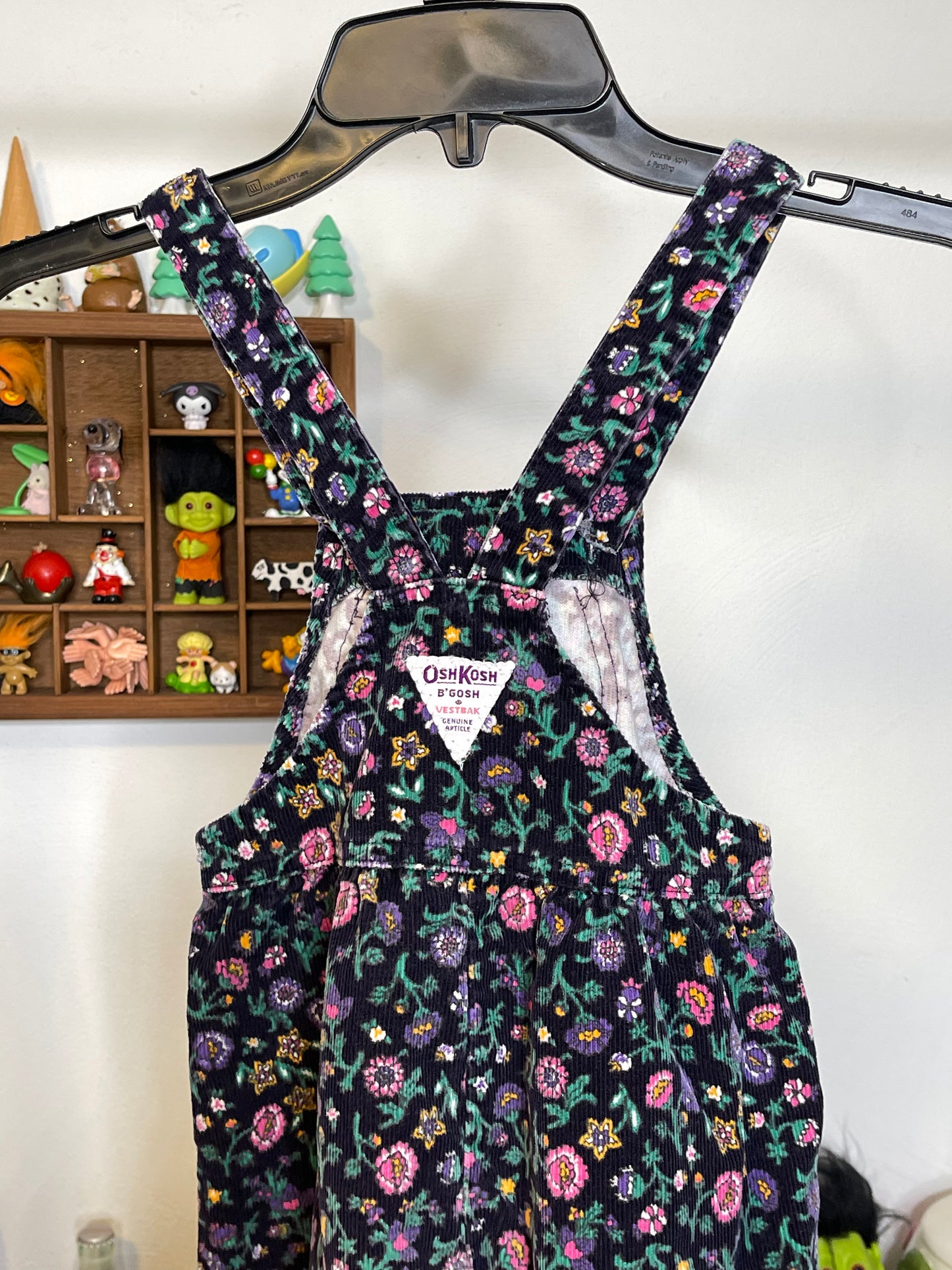 Vintage Corduroy Floral Oshkosh B'Gosh Kid Overalls Sz 5