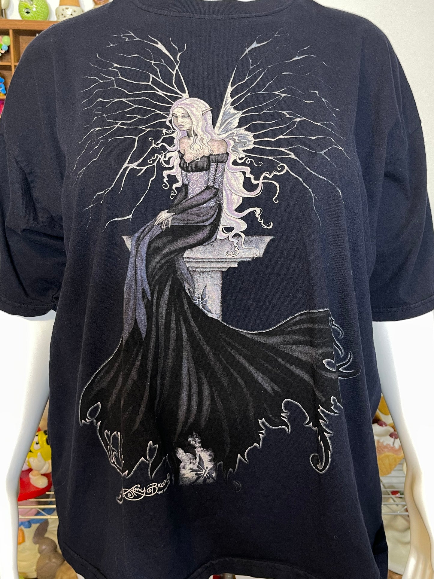 Vintage 2000s Dark Gothic Fairy Graphic Tee Sz XL