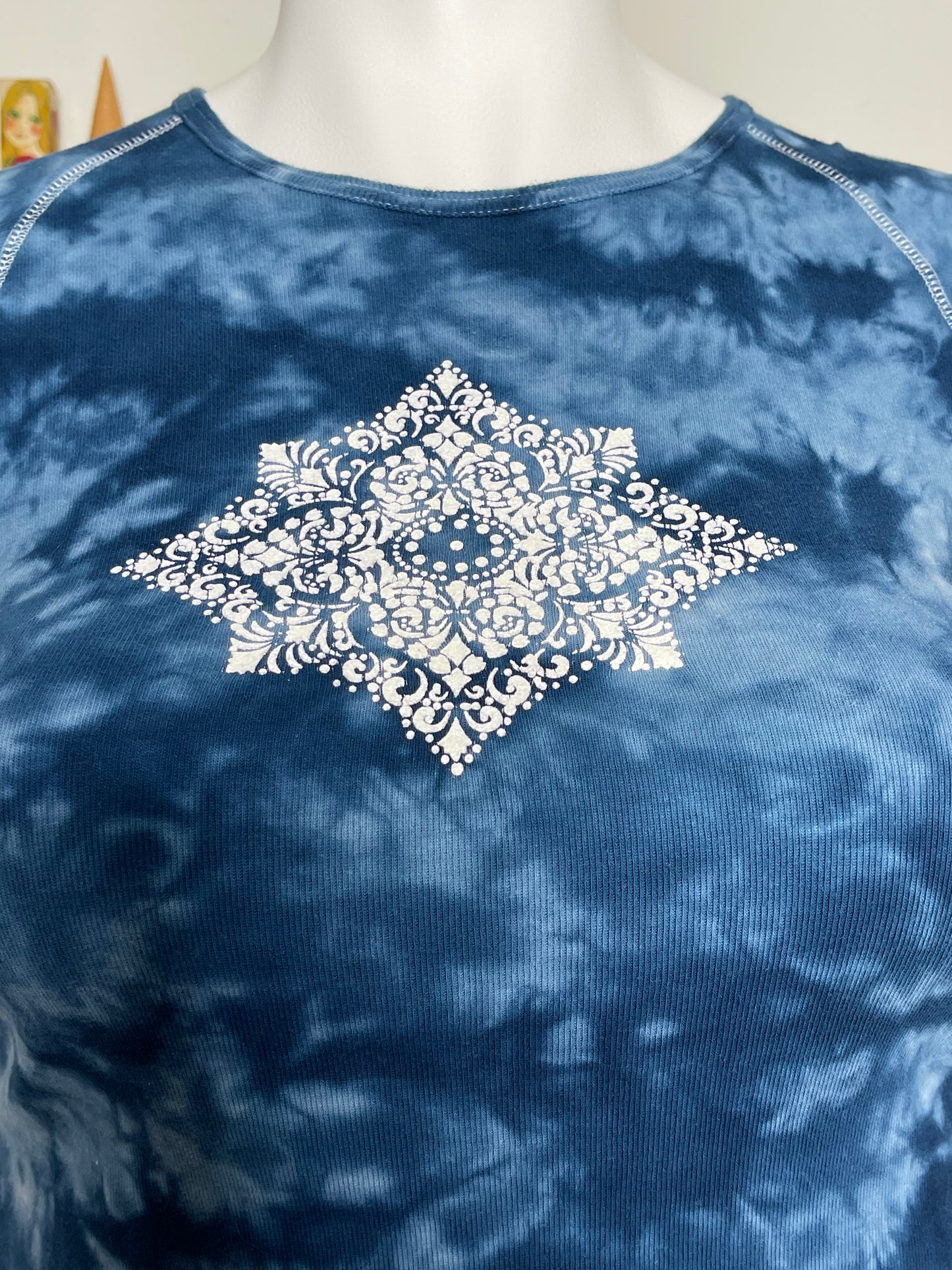 2000s Mandela Style Blue Tie-dye Tank Top Sz L/XXL