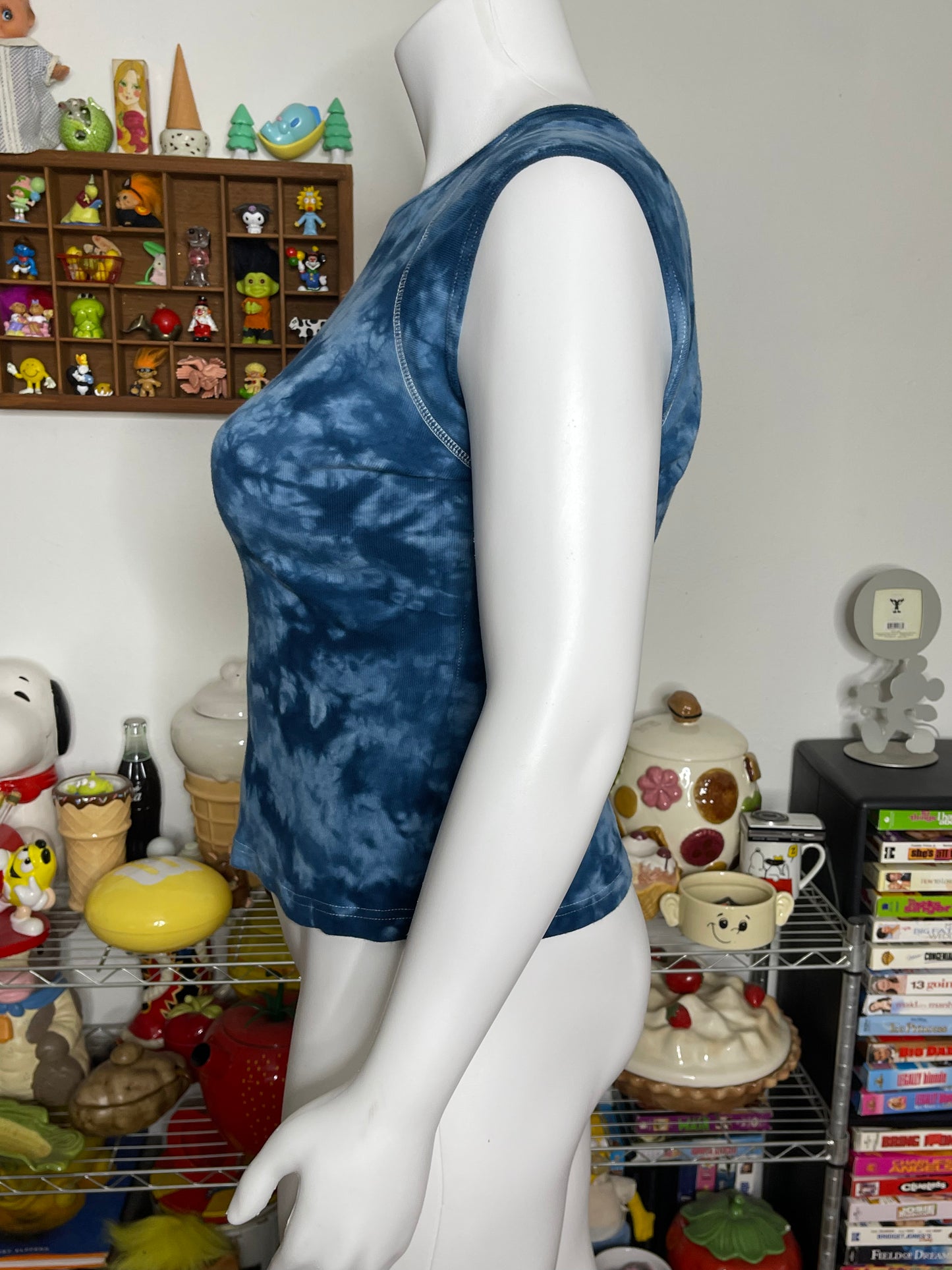 2000s Mandela Style Blue Tie-dye Tank Top Sz L/XXL