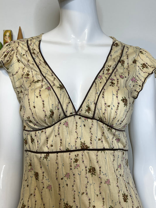 2000s Charlotte Russe Flower Print Baby Doll Style Top Sz M/L