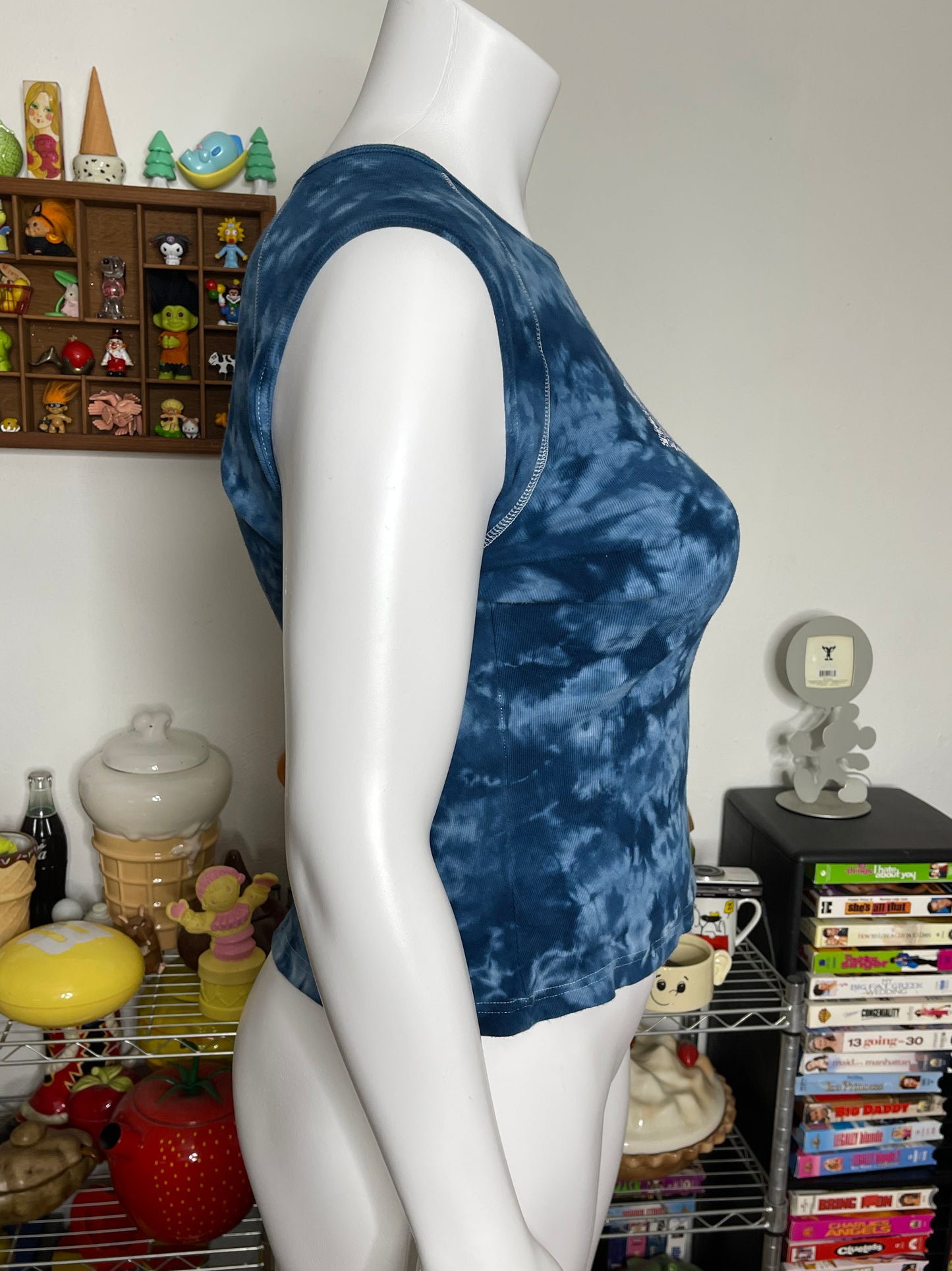 2000s Mandela Style Blue Tie-dye Tank Top Sz L/XXL