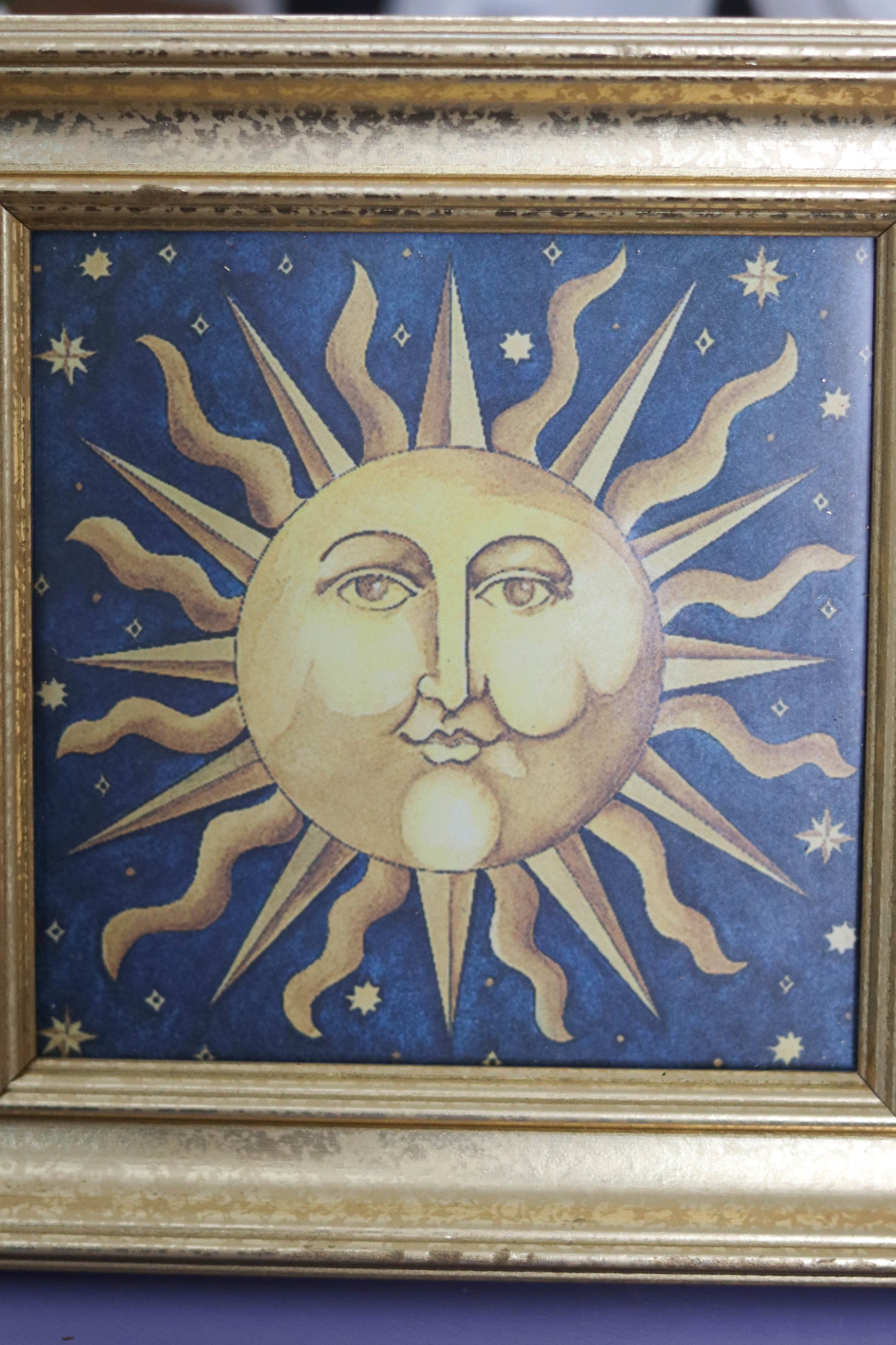 Vintage Mary Beth Zeitz Moon & Sun Framed Artwork Set Of 2