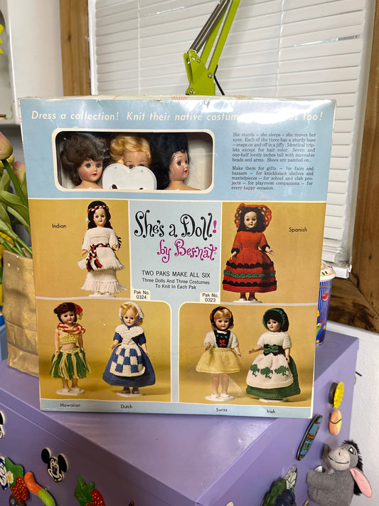 Vintage she's a doll by Betnat knit doll kit