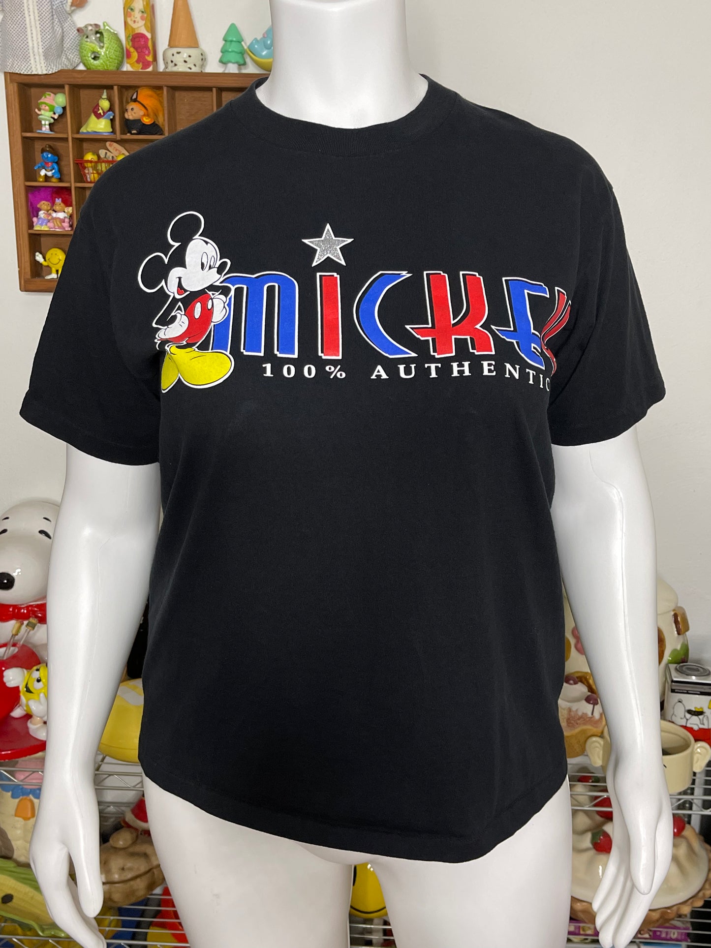 Vintage Mickey Mouse Black Graphic Tee Sz "OS" XL
