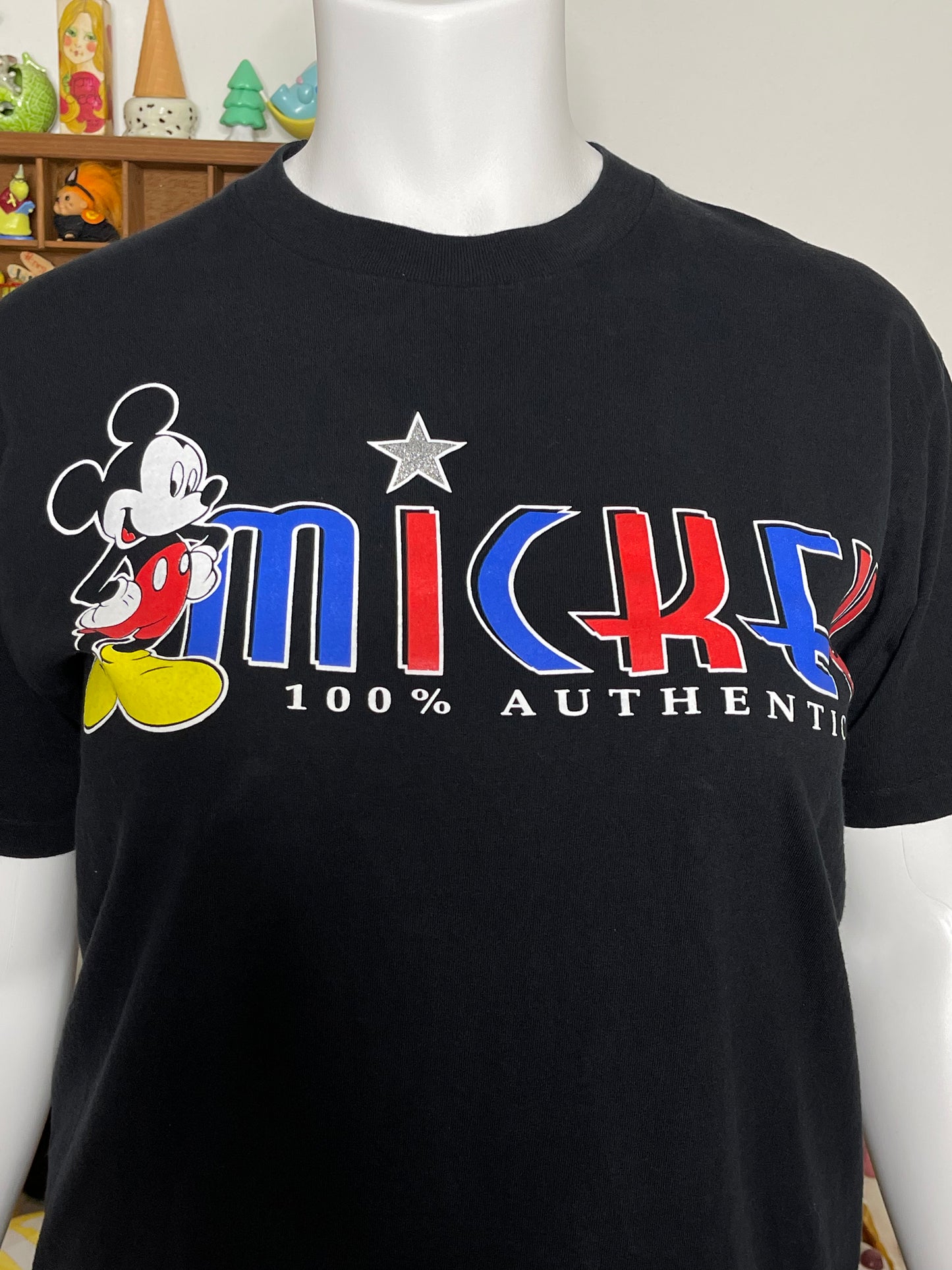 Vintage Mickey Mouse Black Graphic Tee Sz "OS" XL