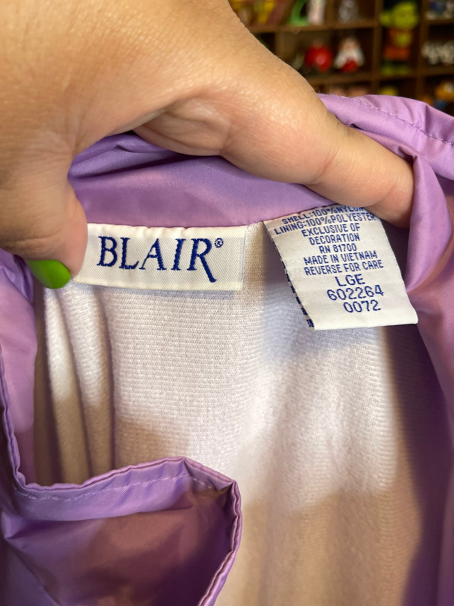 2000s Lilac Purple Flower Embroidered Oversized Windbreaker Jacket Sz L