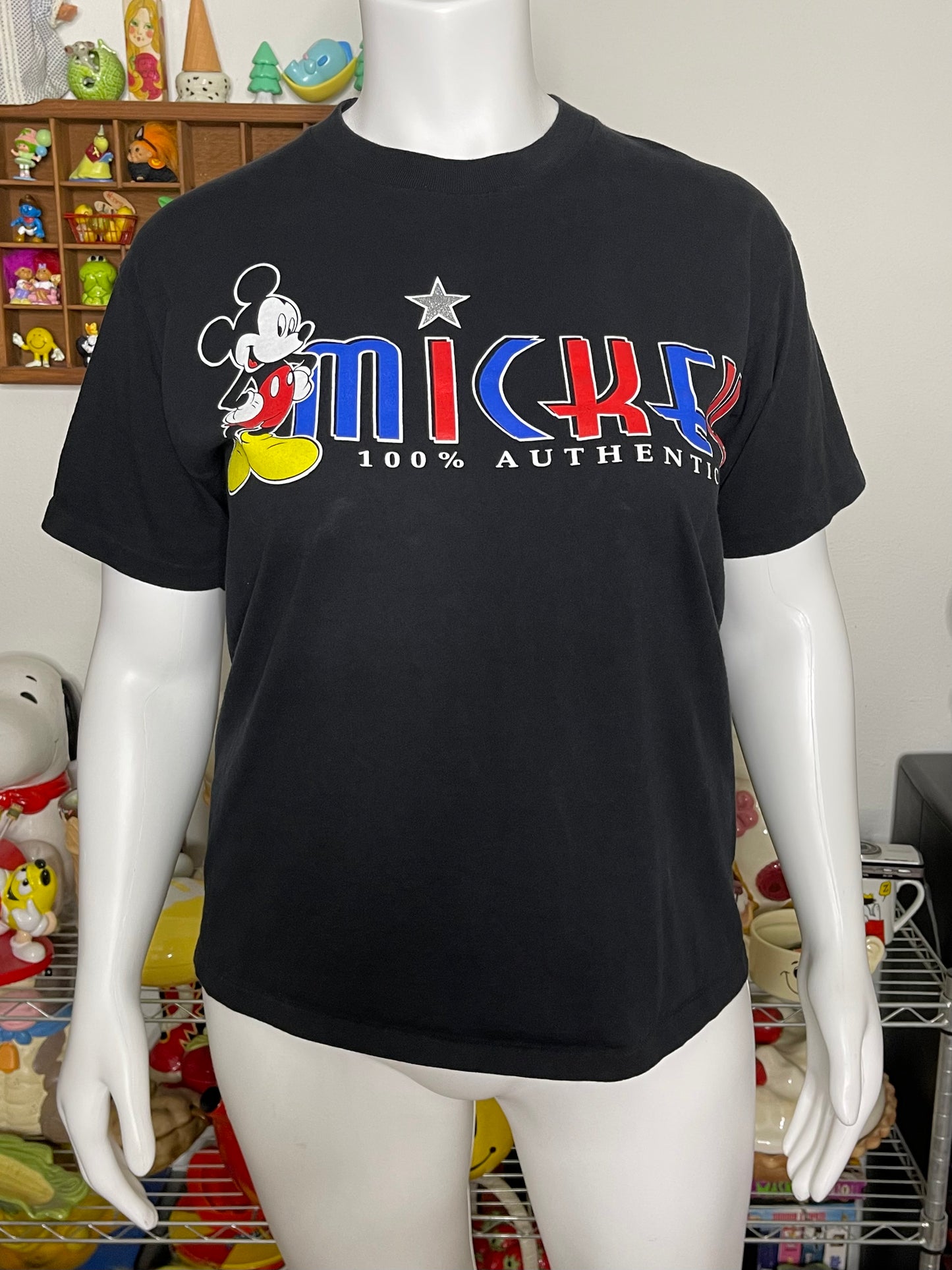 Vintage Mickey Mouse Black Graphic Tee Sz "OS" XL