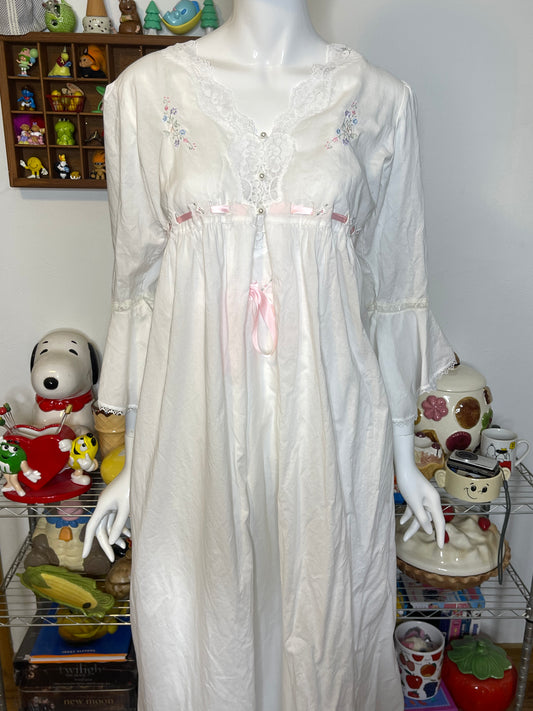 Vintage 90s Dreamy 2pc Nightgown Dress & Robe Set Sz M
