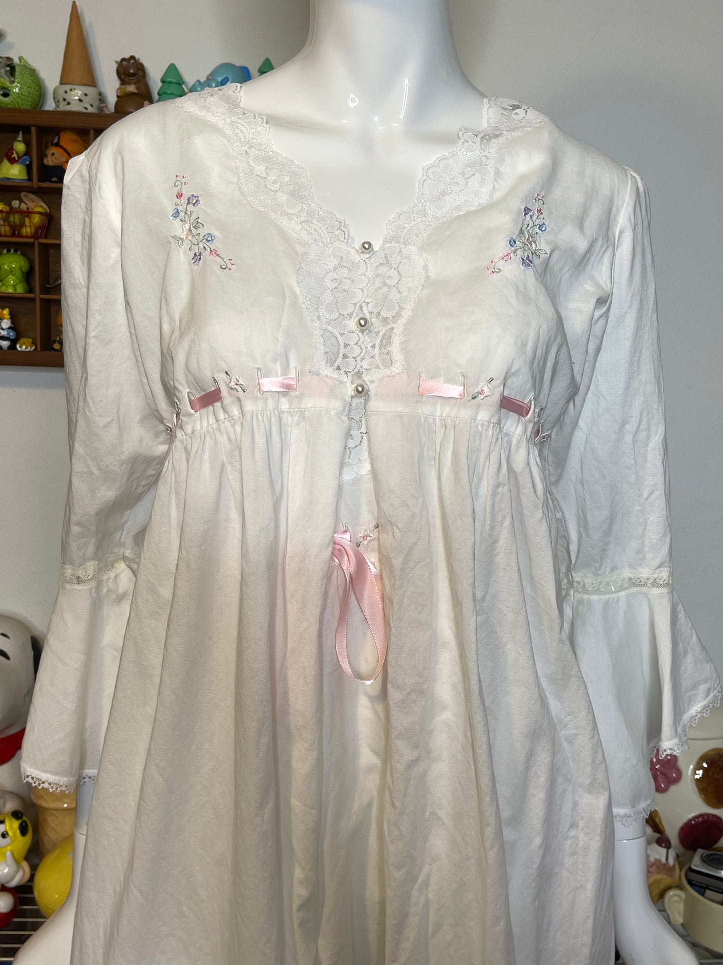Vintage 90s Dreamy 2pc Nightgown Dress & Robe Set Sz M