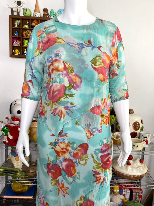2000s Dreamy Watercolor Floral 2pc Set Sz 1X/2X