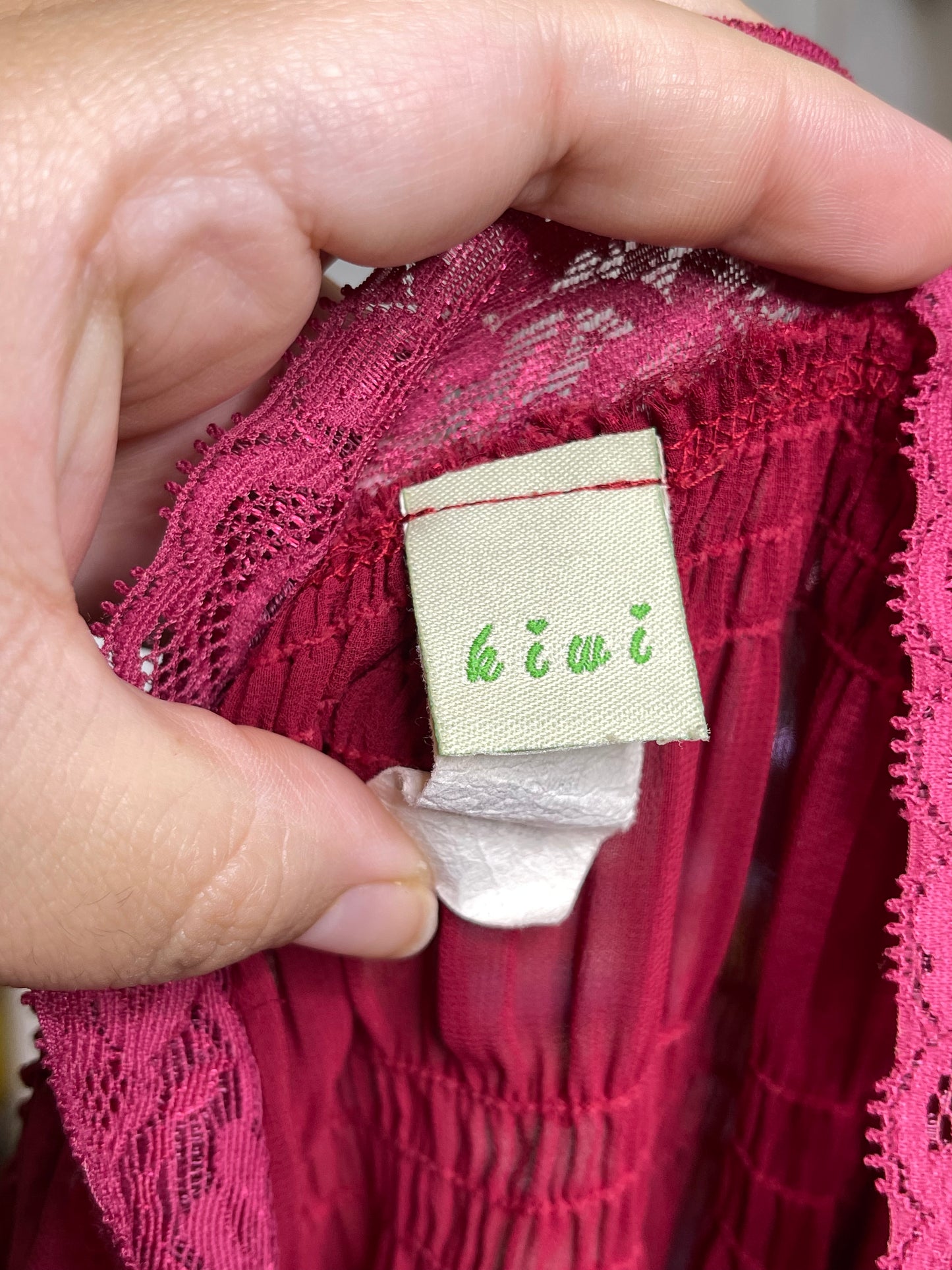 2000s Sheer Berry Red Sequin Scrunched Top Sz S