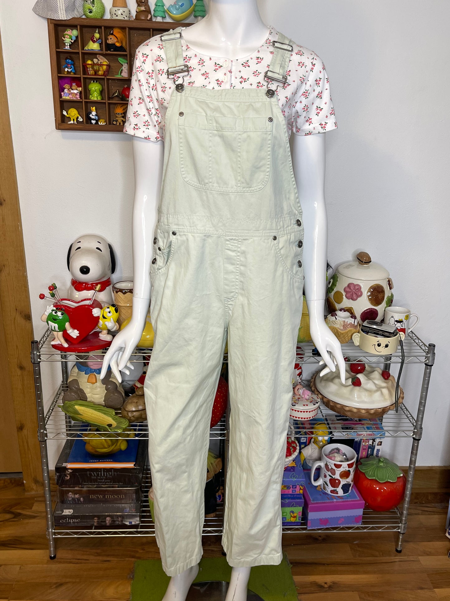 Vintage 90s Light Pastel Green Overalls Sz S
