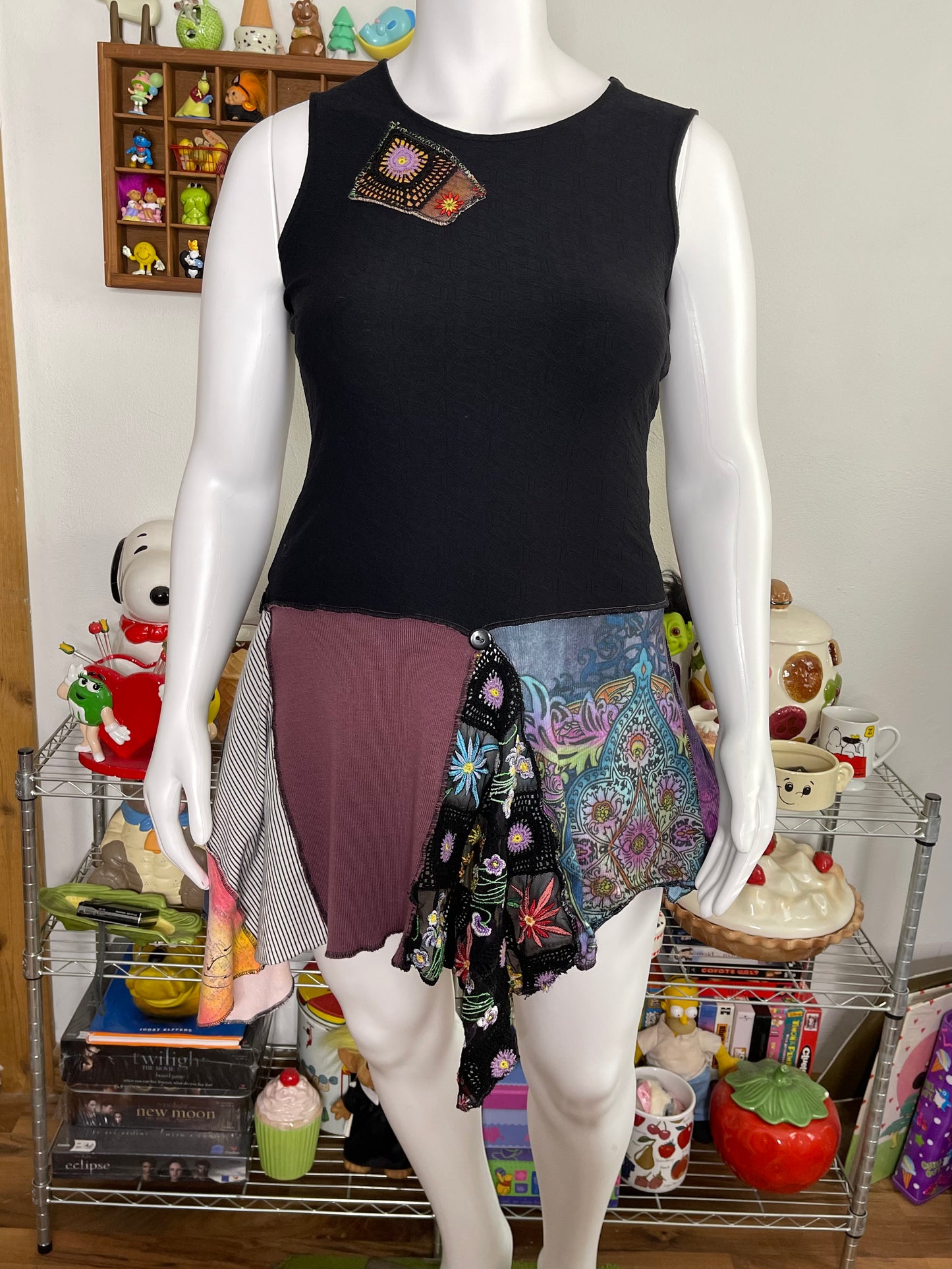 Whimsy Patchwork DIY Style Tunic Dress Sz L/XL