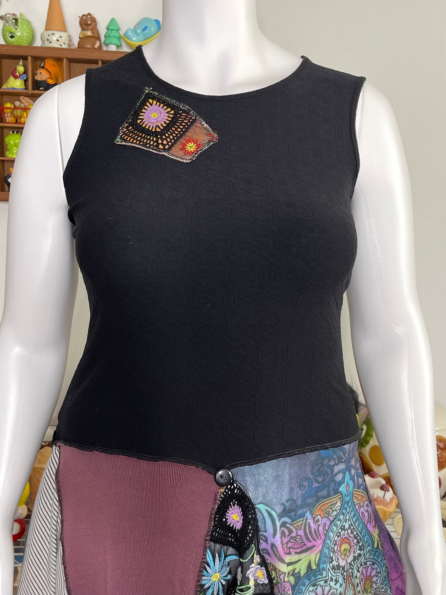 Whimsy Patchwork DIY Style Tunic Dress Sz L/XL