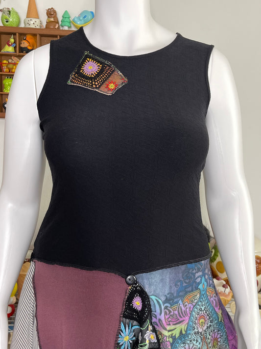 Whimsy Patchwork DIY Style Tunic Dress Sz L/XL