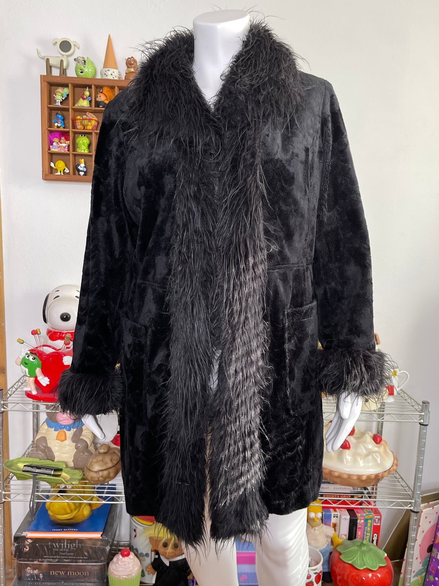 Vintage Black Faux Fur Penny Lane Jacket Sz XXL/1X