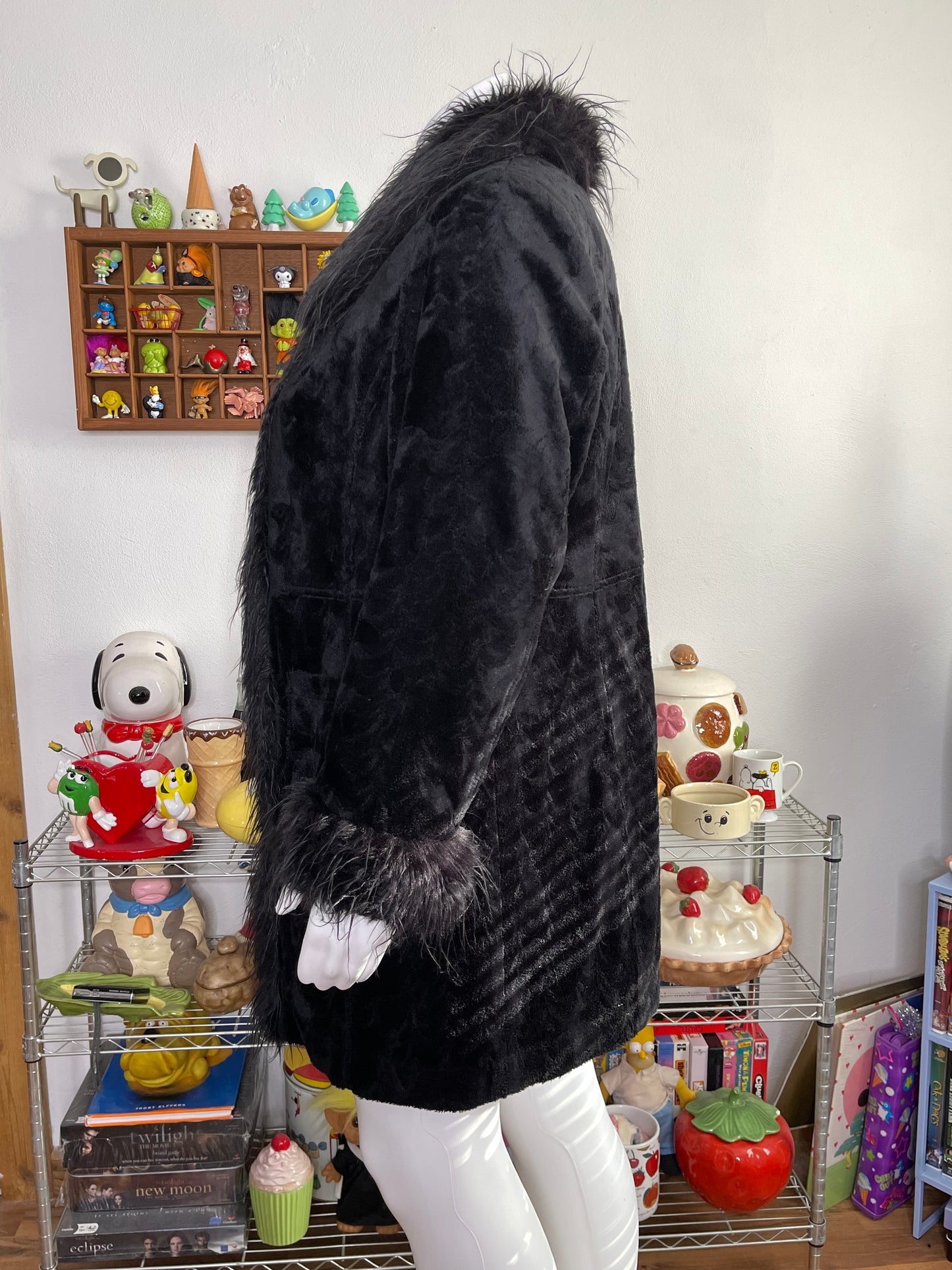 Vintage Black Faux Fur Penny Lane Jacket Sz XXL/1X