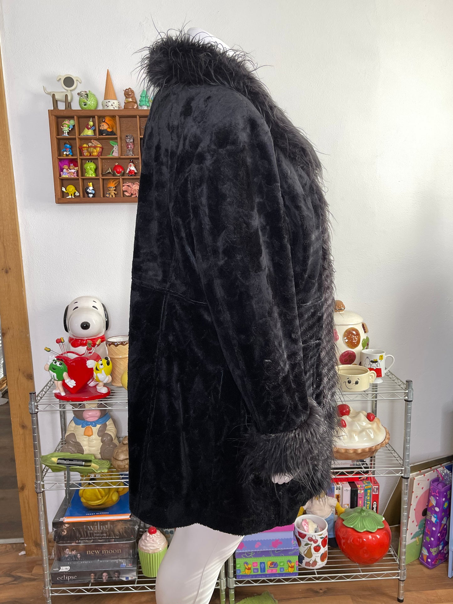 Vintage Black Faux Fur Penny Lane Jacket Sz XXL/1X