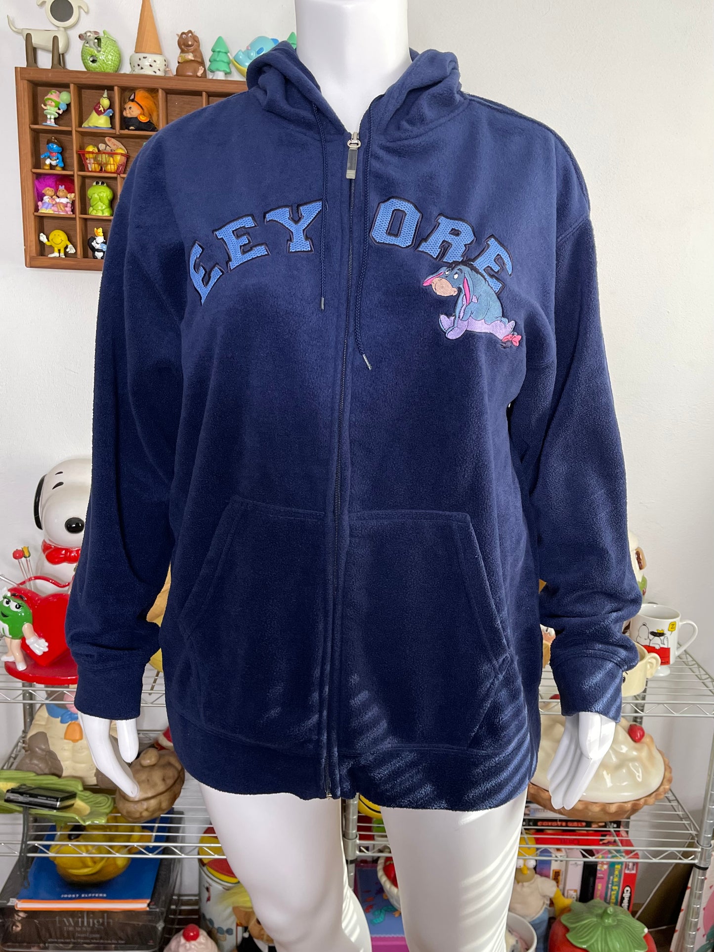 Y2K 2000s Eeyore Fleece Zip-Up Hoodie Sz 2X