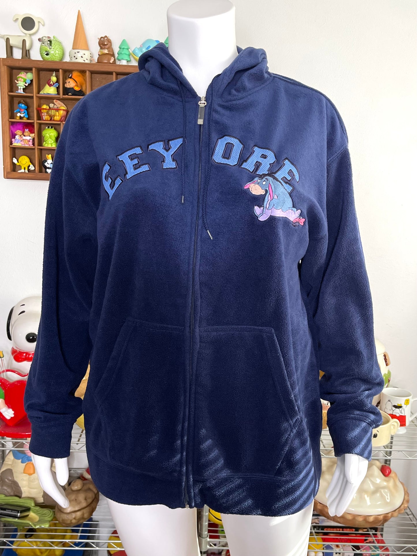 Y2K 2000s Eeyore Fleece Zip-Up Hoodie Sz 2X