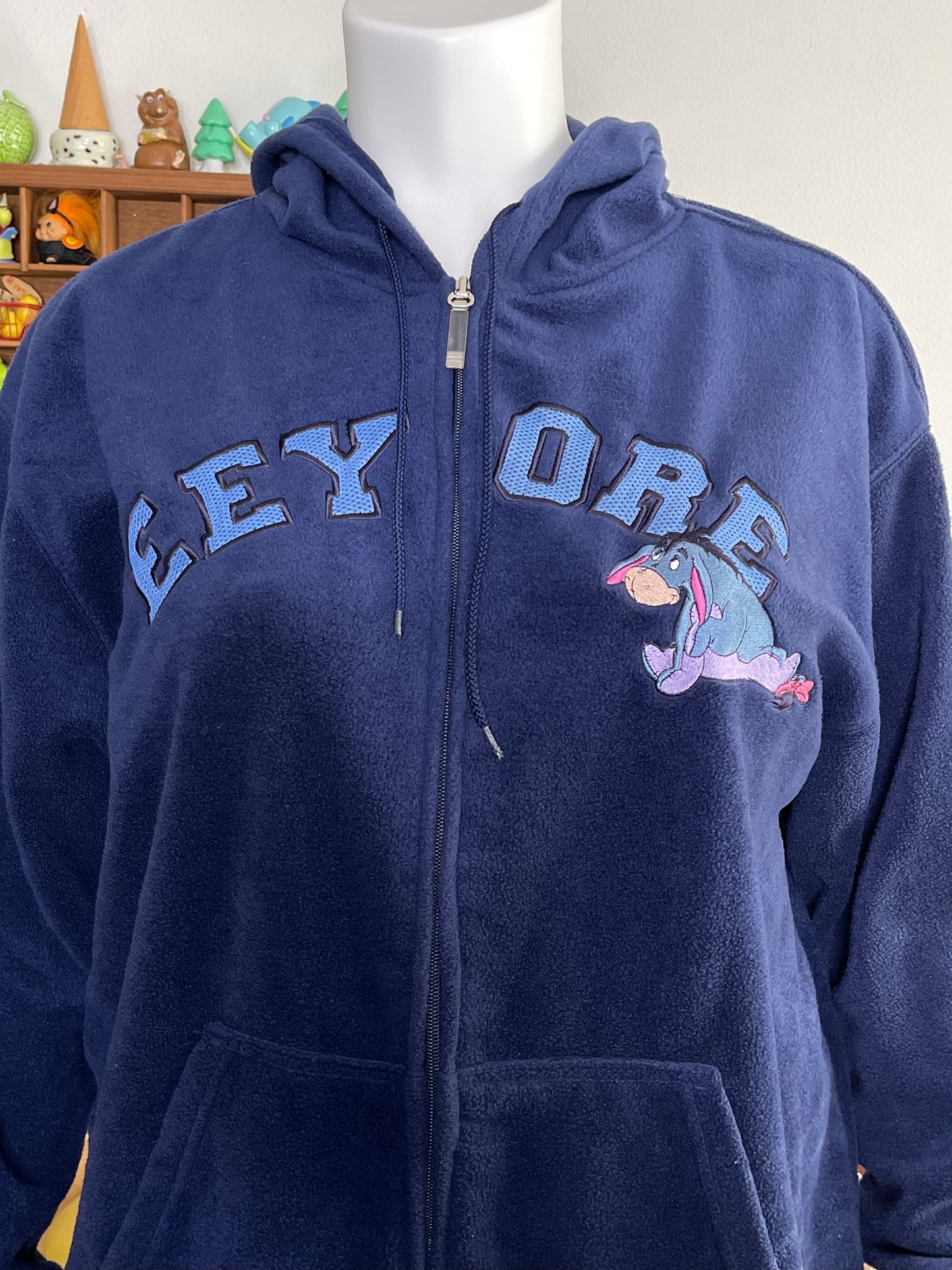 Y2K 2000s Eeyore Fleece Zip-Up Hoodie Sz 2X