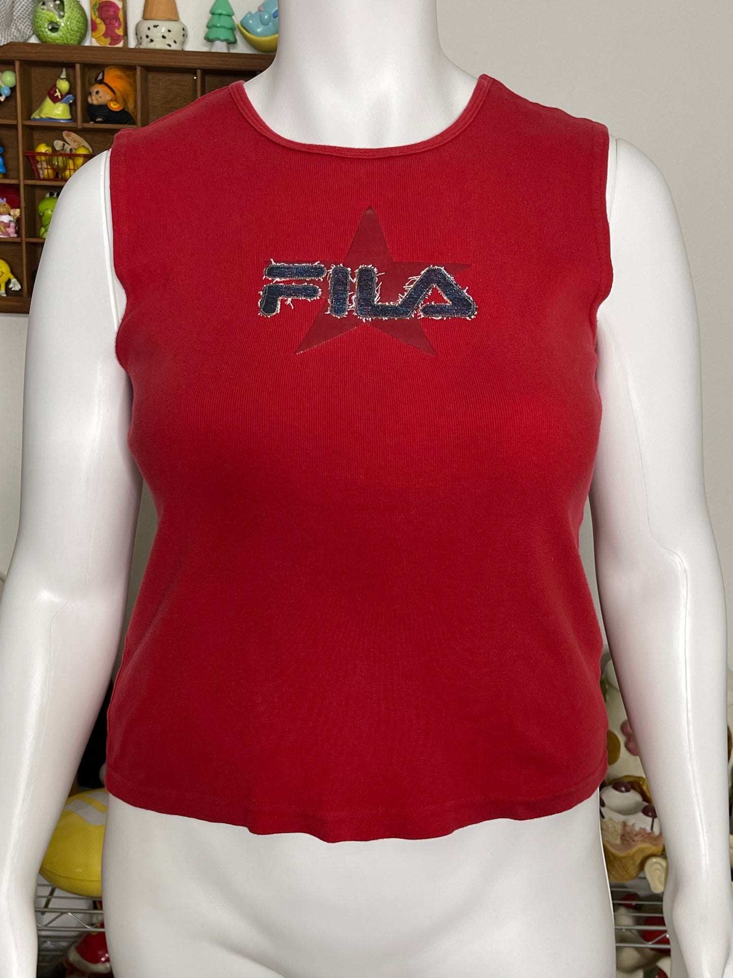 2000s Red Fila Star Graphic Tank Sz XL